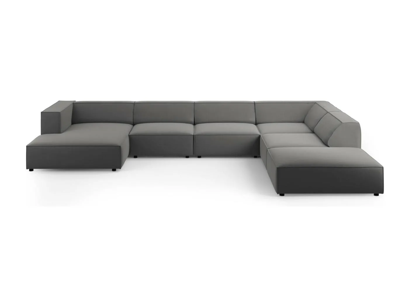 Cosmopolitan Design - 7-Sitzer Panoramasofa rechts "Arendal" aus Samt betonfarben - 364x262x70cm