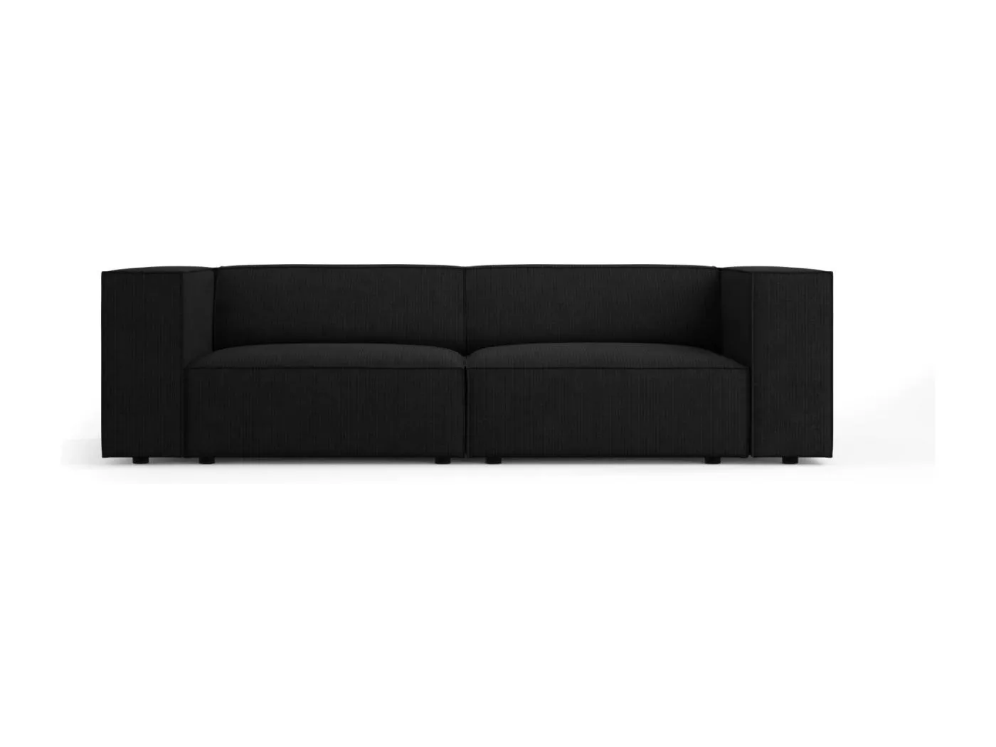 Cosmopolitan Design - 3-Sitzer Sofa "Arendal" aus Chenille-Stoff mit Rippeneffekt schwarz - 204x102x70cm