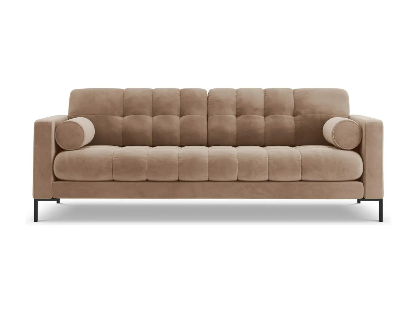 Cosmopolitan Design - 3-Sitzer Sofa "Bali" aus Samt beige - 177x92x75cm
