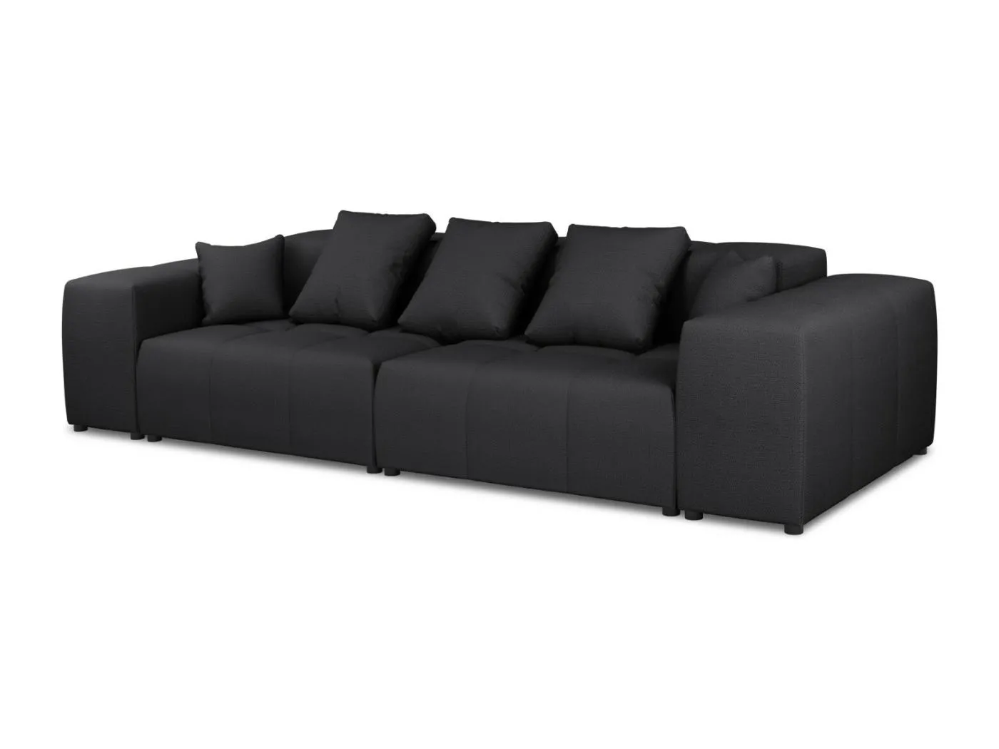 Cosmopolitan Design - 3-Sitzer modulares Sofa "Rome" aus strukturiertem Stoff schwarz - 320x120x75cm