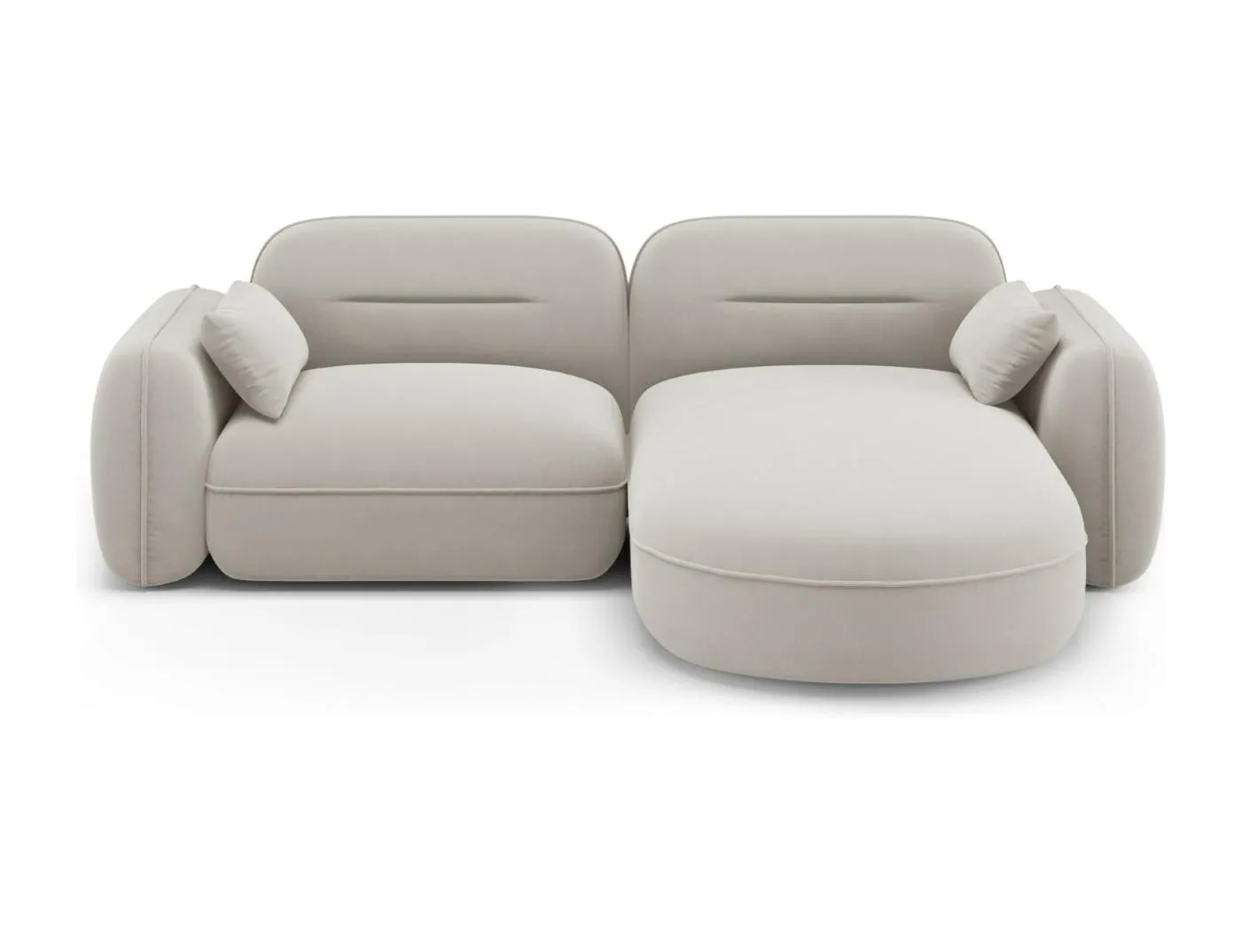 Cosmopolitan Design - 3-Sitzer modulares Ecksofa rechts "Sydney" aus Samt leichtes beige - 230x165x70cm
