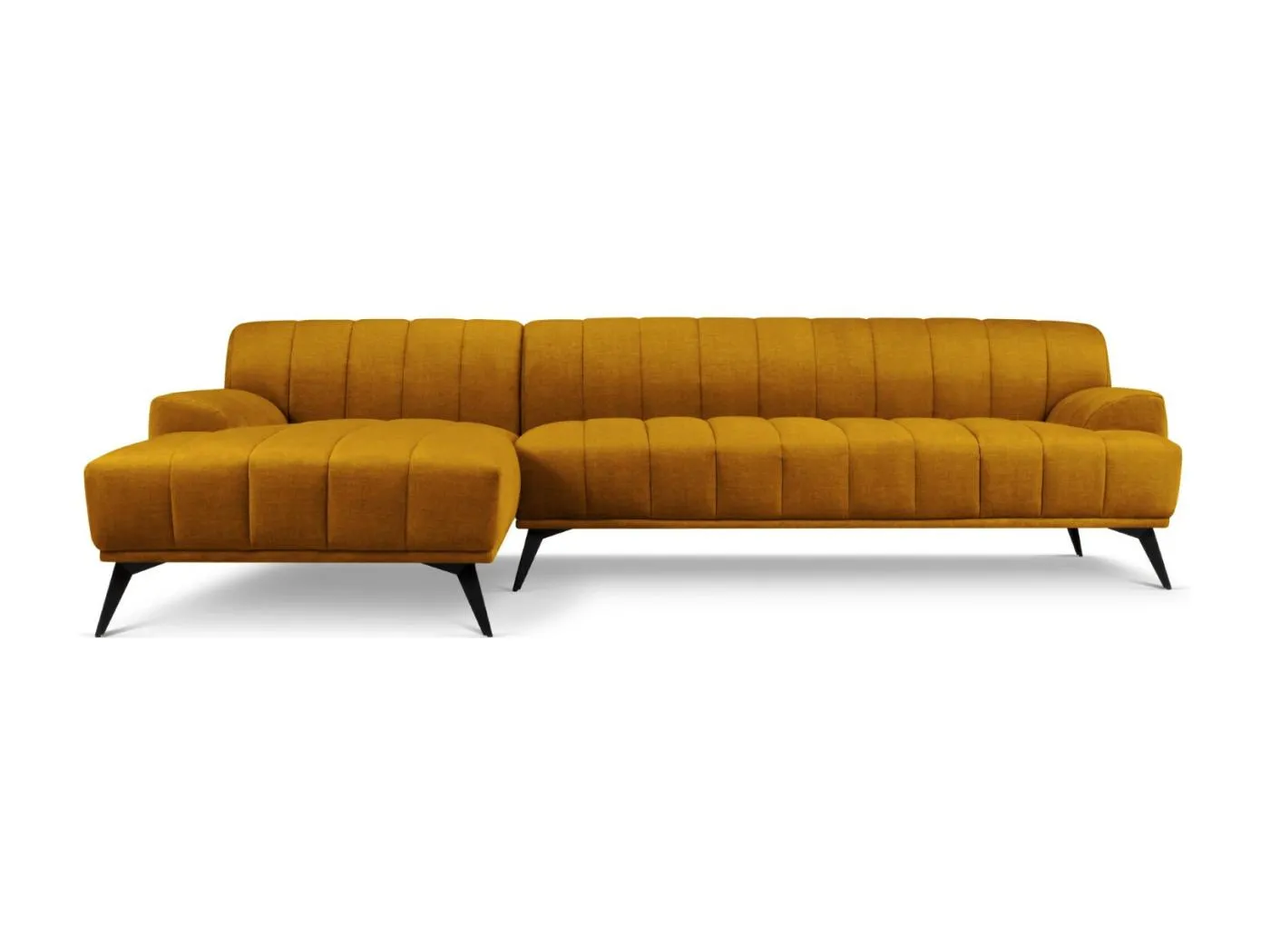 CXL by Christian Lacroix - 5-Sitzer Ecksofa links "Rita" Sitzer aus Samt senf - 289x185x77cm