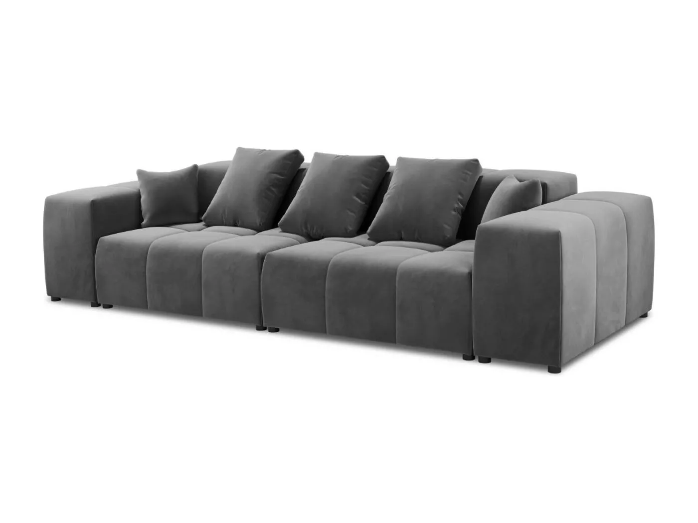 Cosmopolitan Design - 3-Sitzer modulares Sofa "Rome" aus Samt grau - 320x120x75cm
