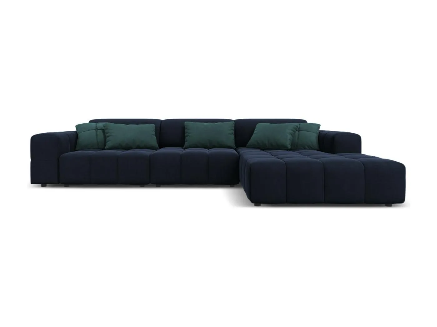CXL by Christian Lacroix - 4-Sitzer Ecksofa rechts "Luc" Sitzer aus Samt dunkelblau - 284x166x70cm