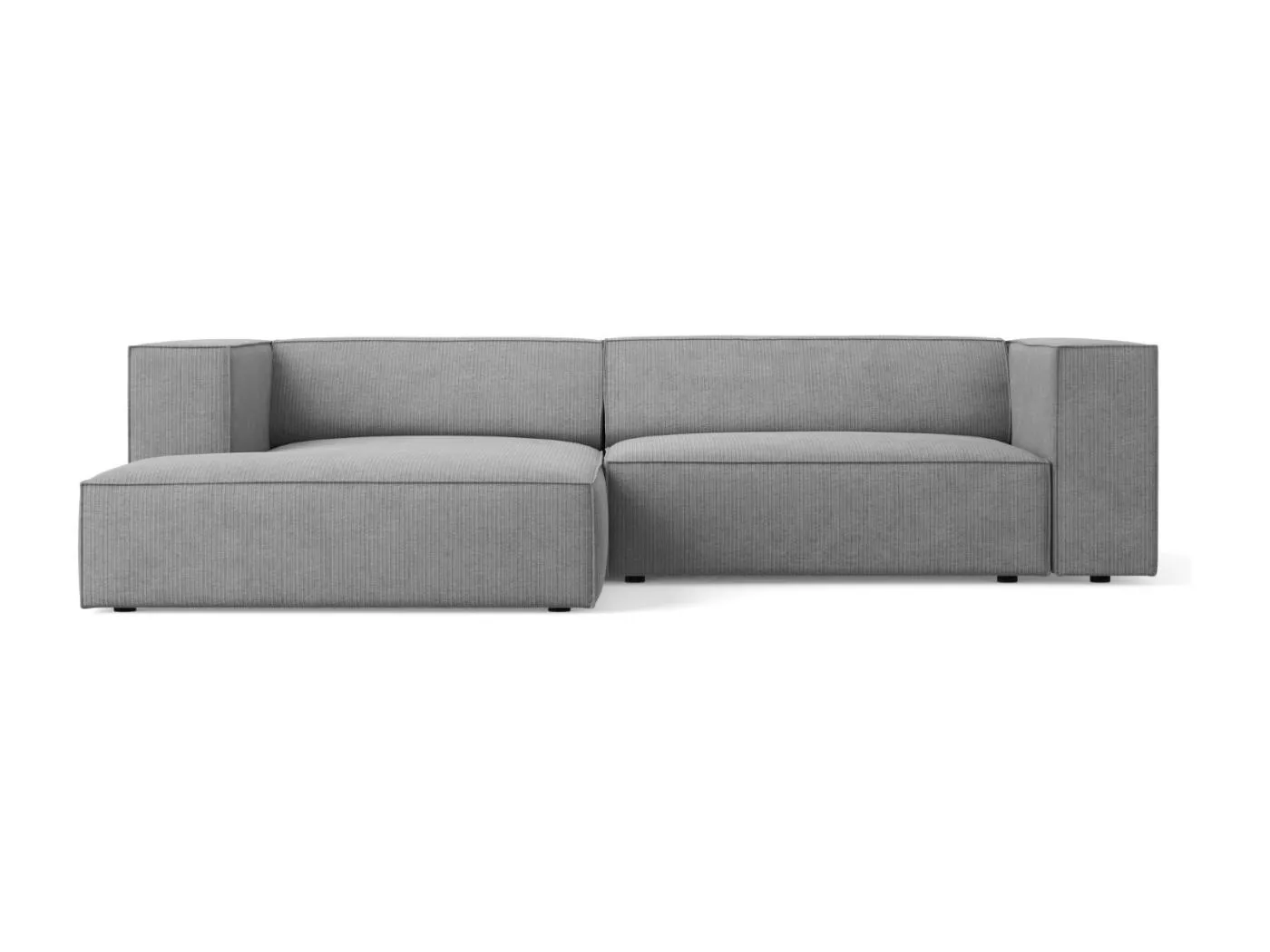 Cosmopolitan Design - 3-Sitzer Ecksofa links "Arendal" aus Chenille-Stoff mit Rippeneffekt dunkelgrau - 224x166x70cm