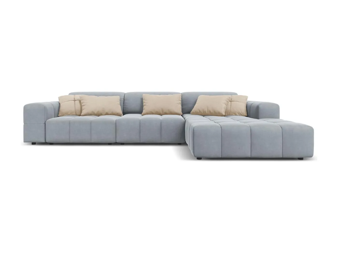 CXL by Christian Lacroix - 4-Sitzer Ecksofa rechts "Luc" Sitzer aus Samt hellblau - 284x166x70cm