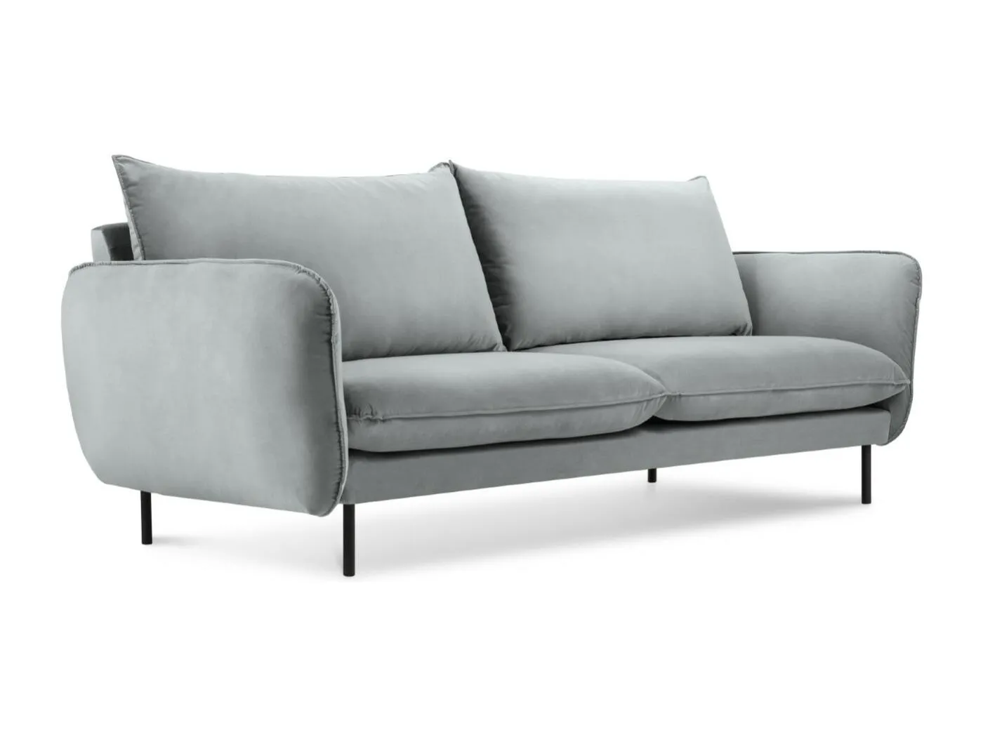 Cosmopolitan Design - 2-Sitzer Sofa "Vienna" aus Samt hellgrau - 160x92x95cm