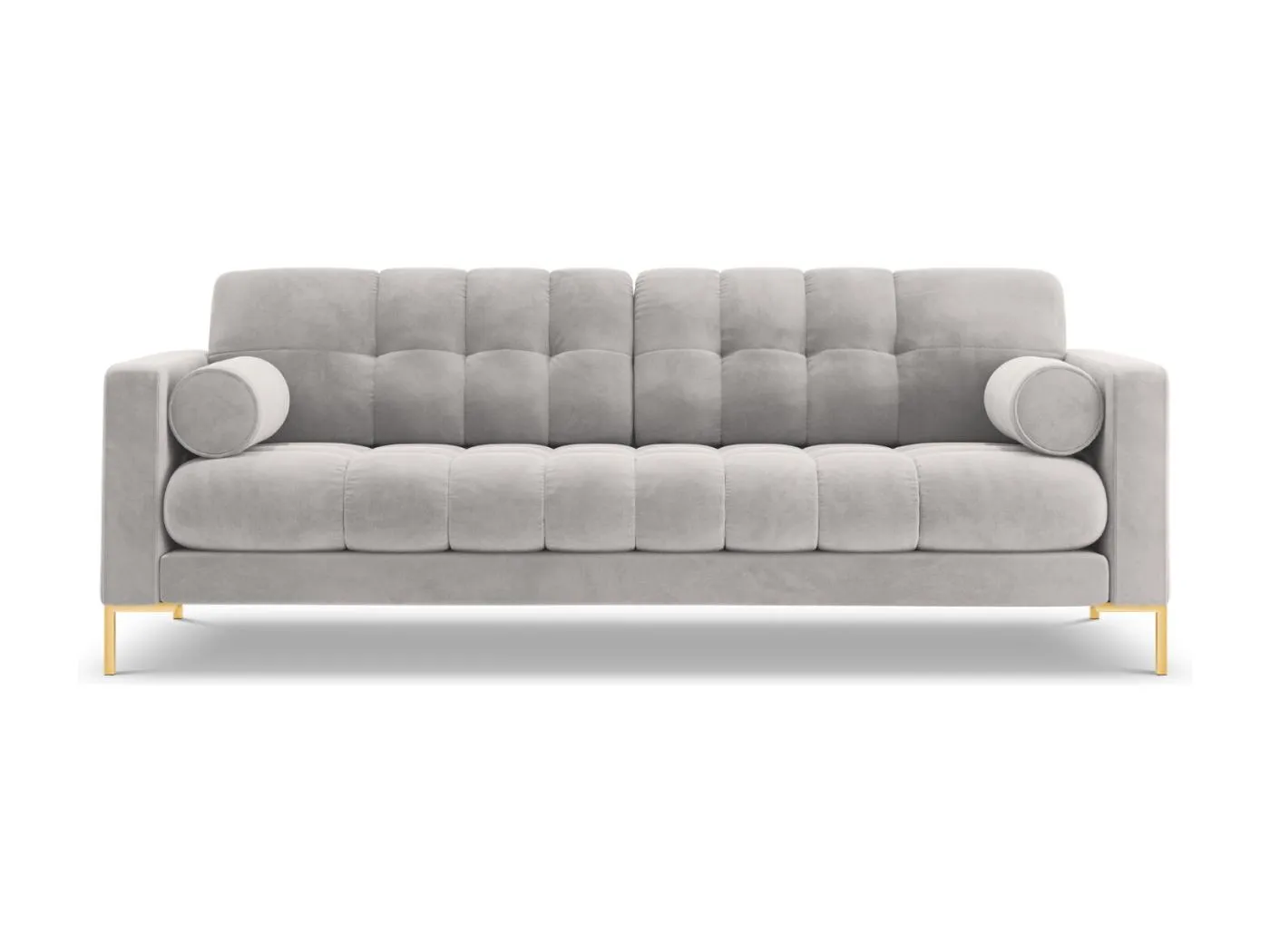 Cosmopolitan Design - 3-Sitzer Sofa "Bali" aus Samt silber - 177x92x75cm