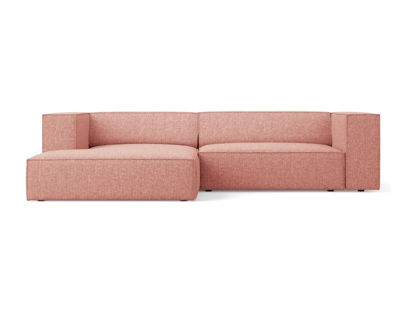 Cosmopolitan Design - 3-Sitzer Ecksofa links "Arendal" aus Chenille-Stoff rosa - 224x166x70cm