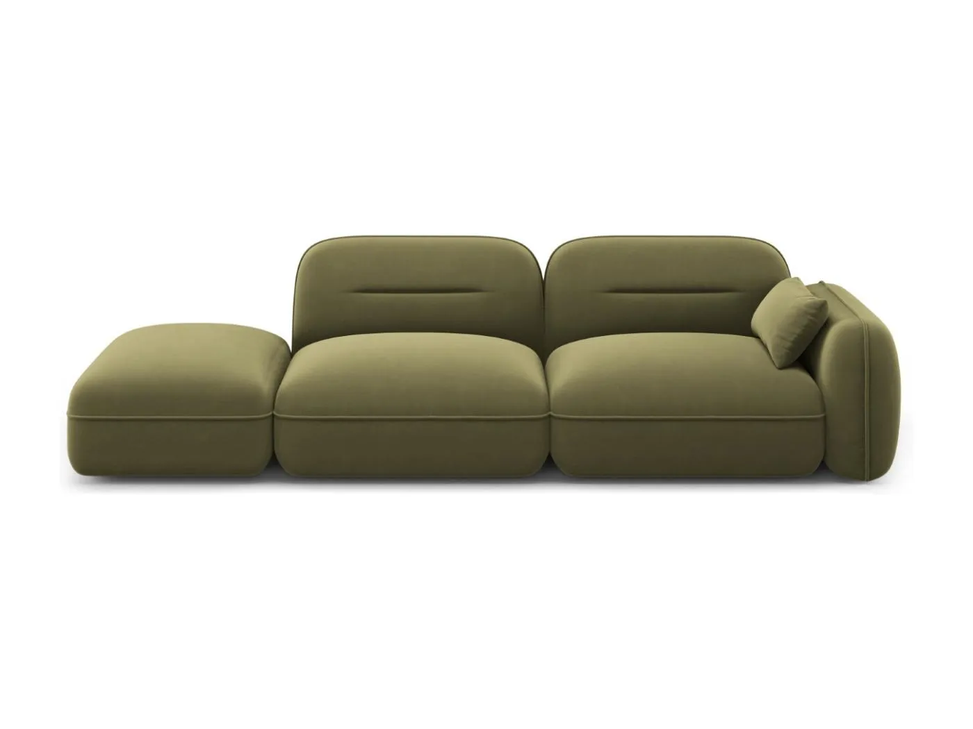 Cosmopolitan Design - 3-Sitzer modulares Sofa links "Sydney" aus Samt hellgrün - 295x90x70cm