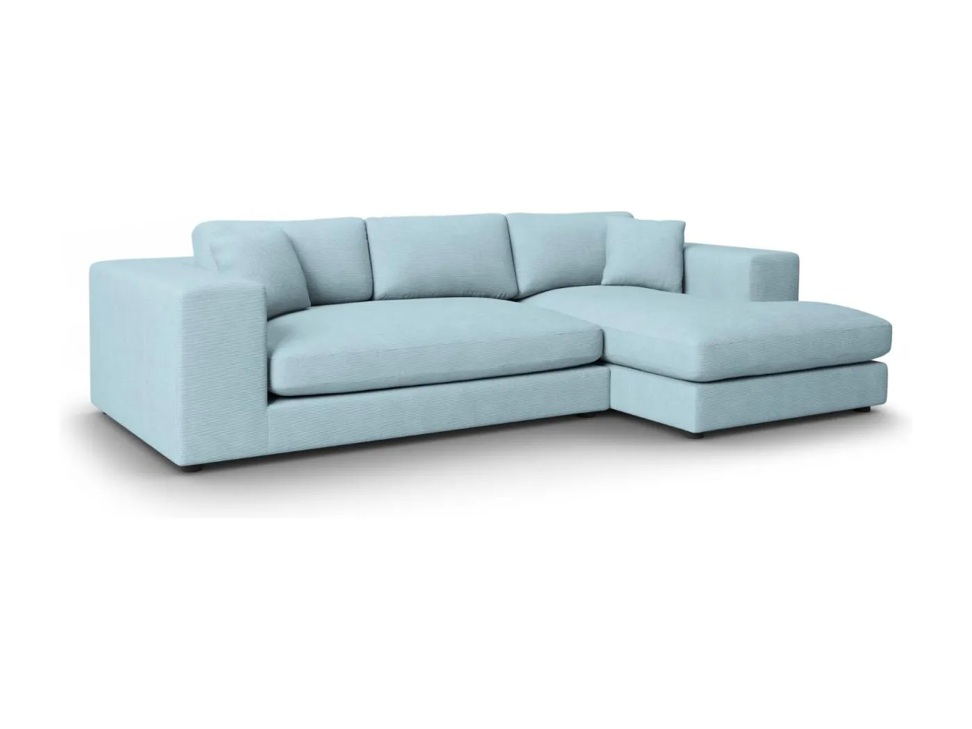 CXL by Christian Lacroix - 5-Sitzer Ecksofa rechts "Tendance" Sitzer aus Cord hellblau - 282x174x72cm