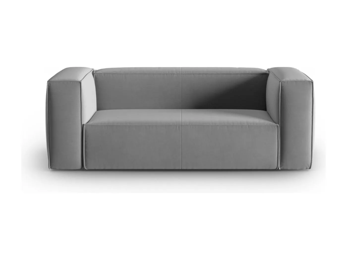 Cosmopolitan Design - 2-Sitzer Sofa "Mackay" aus Samt hellgrau - 150x94x73cm