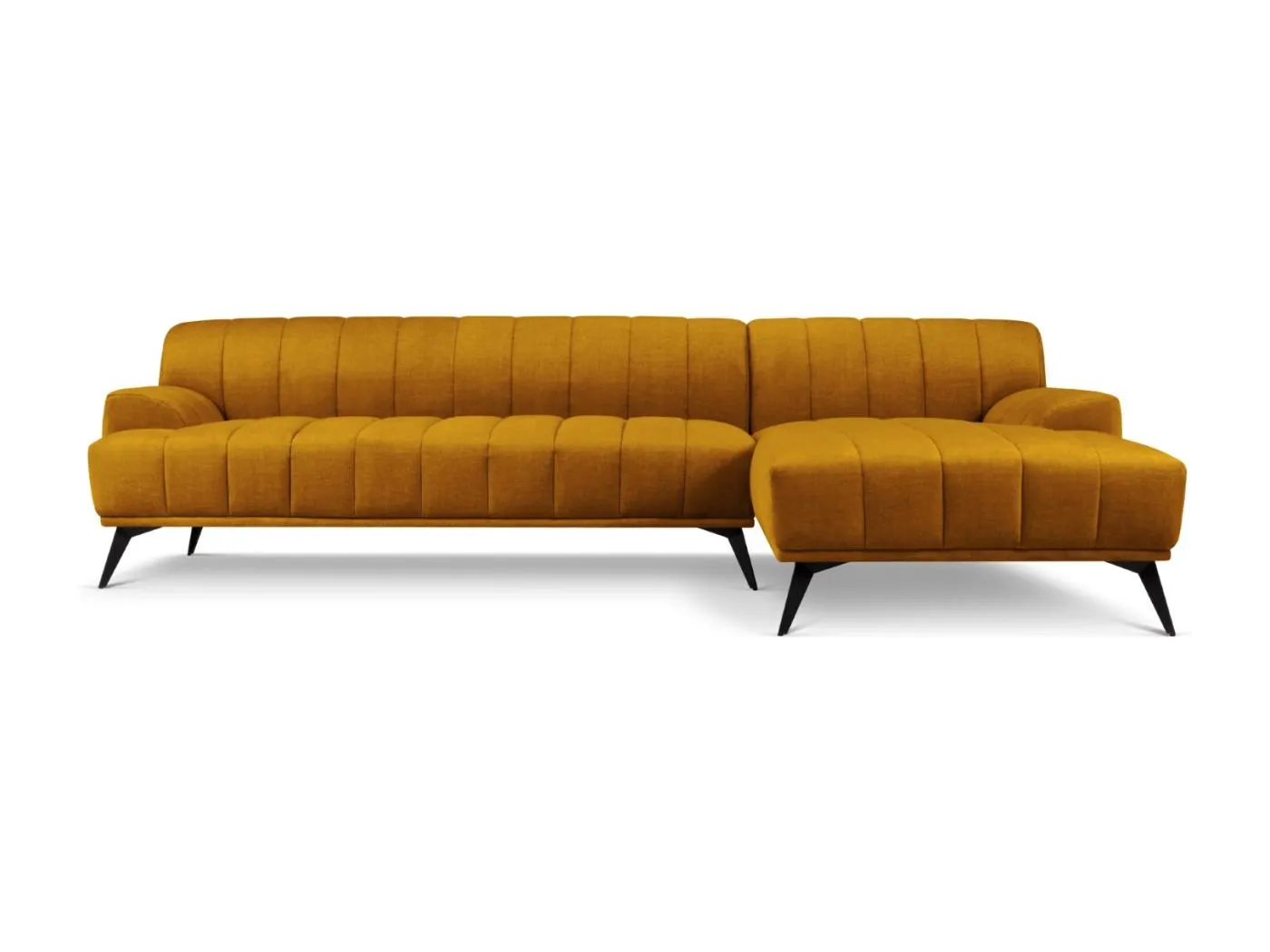 CXL by Christian Lacroix - 5-Sitzer Ecksofa rechts "Rita" Sitzer aus Samt senf - 289x185x77cm