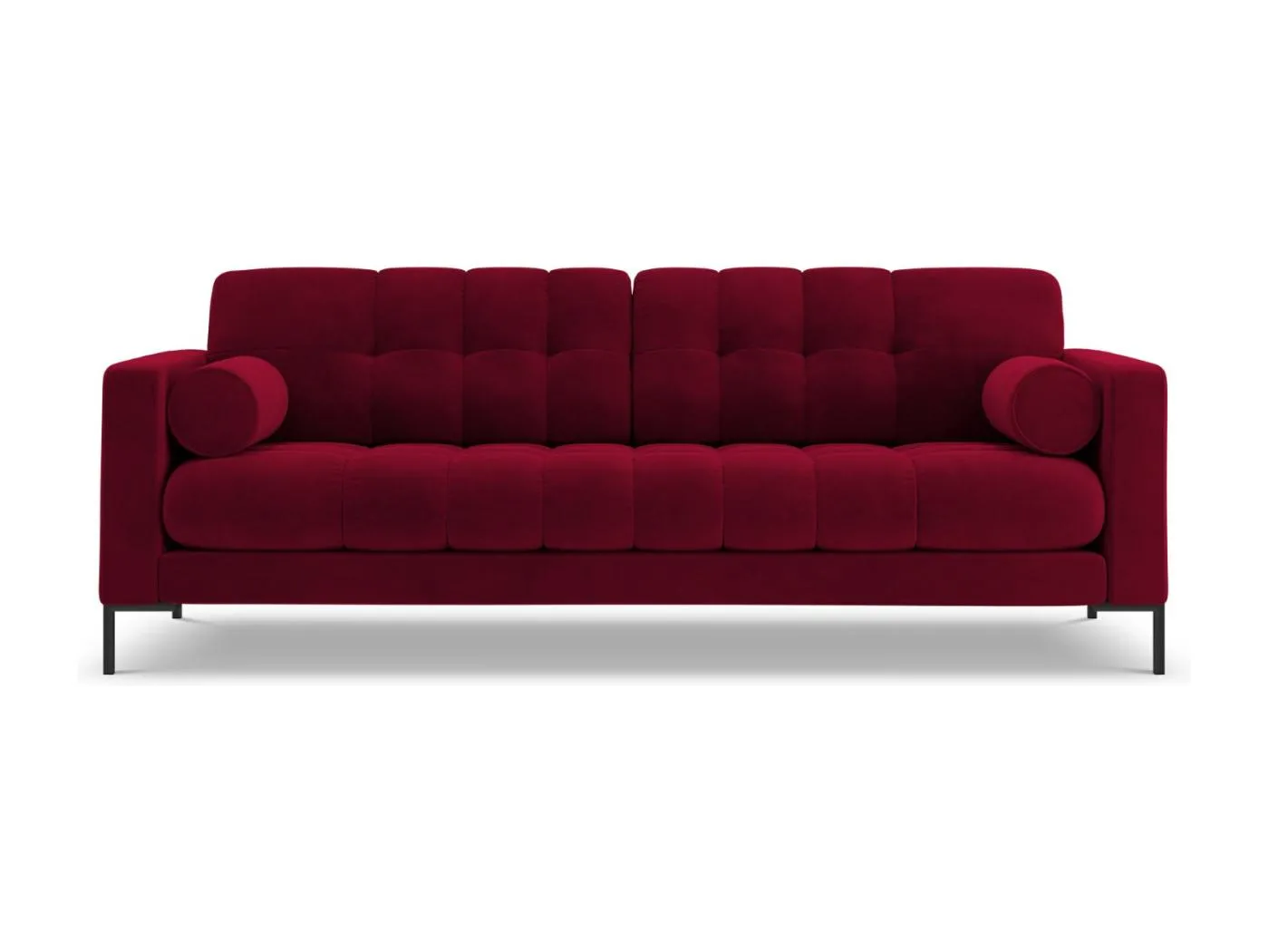 Cosmopolitan Design - 3-Sitzer Sofa "Bali" aus Samt rot - 177x92x75cm
