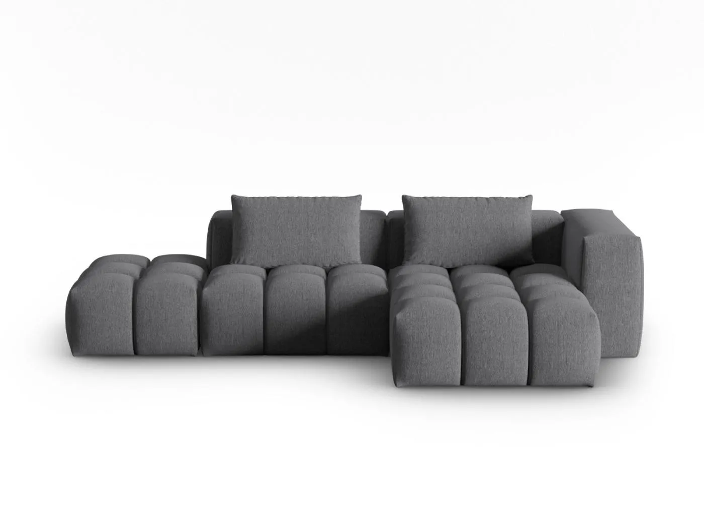 CXL by Christian Lacroix - 4-Sitzer modulares Ecksofa rechts "Lorella" Sitzer aus strukturiertem Stoff grau - 265x145x70cm
