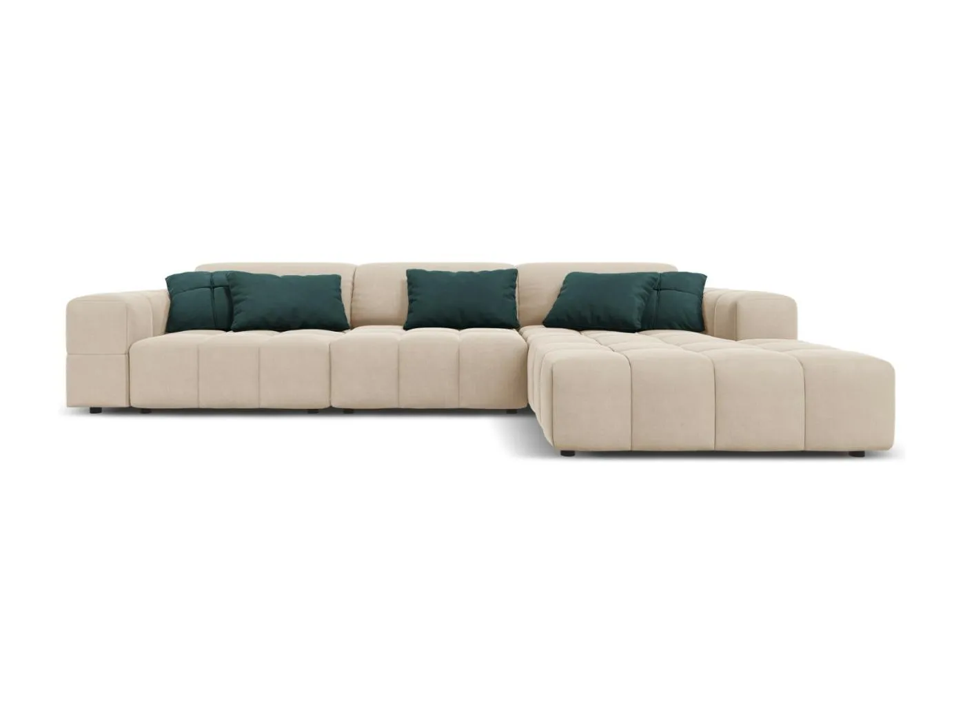 CXL by Christian Lacroix - 4-Sitzer Ecksofa rechts "Luc" Sitzer aus Samt leichtes beige - 284x166x70cm