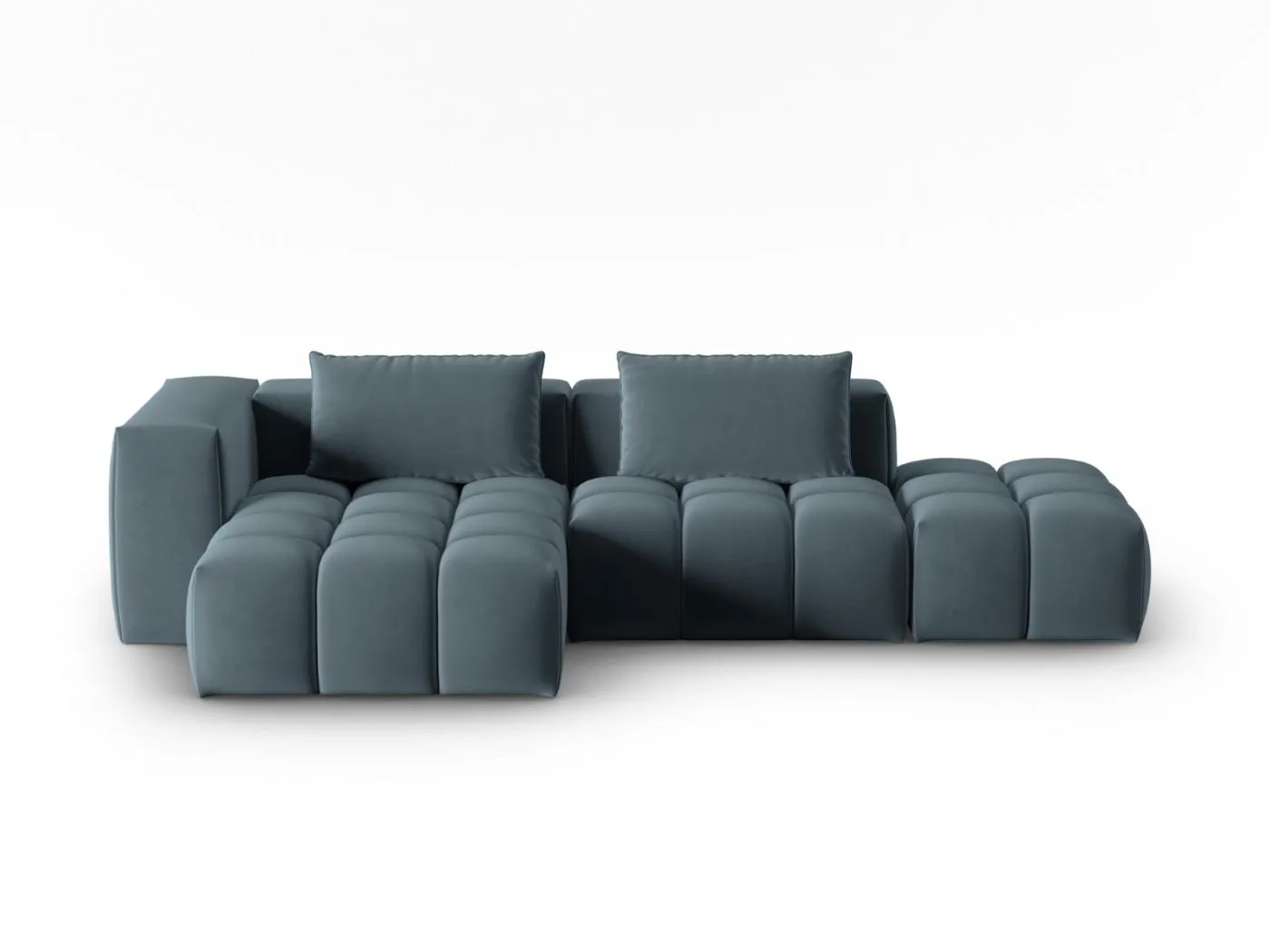 CXL by Christian Lacroix - 4-Sitzer modulares Ecksofa links "Lorella" Sitzer aus Samt pastellblau - 265x145x70cm