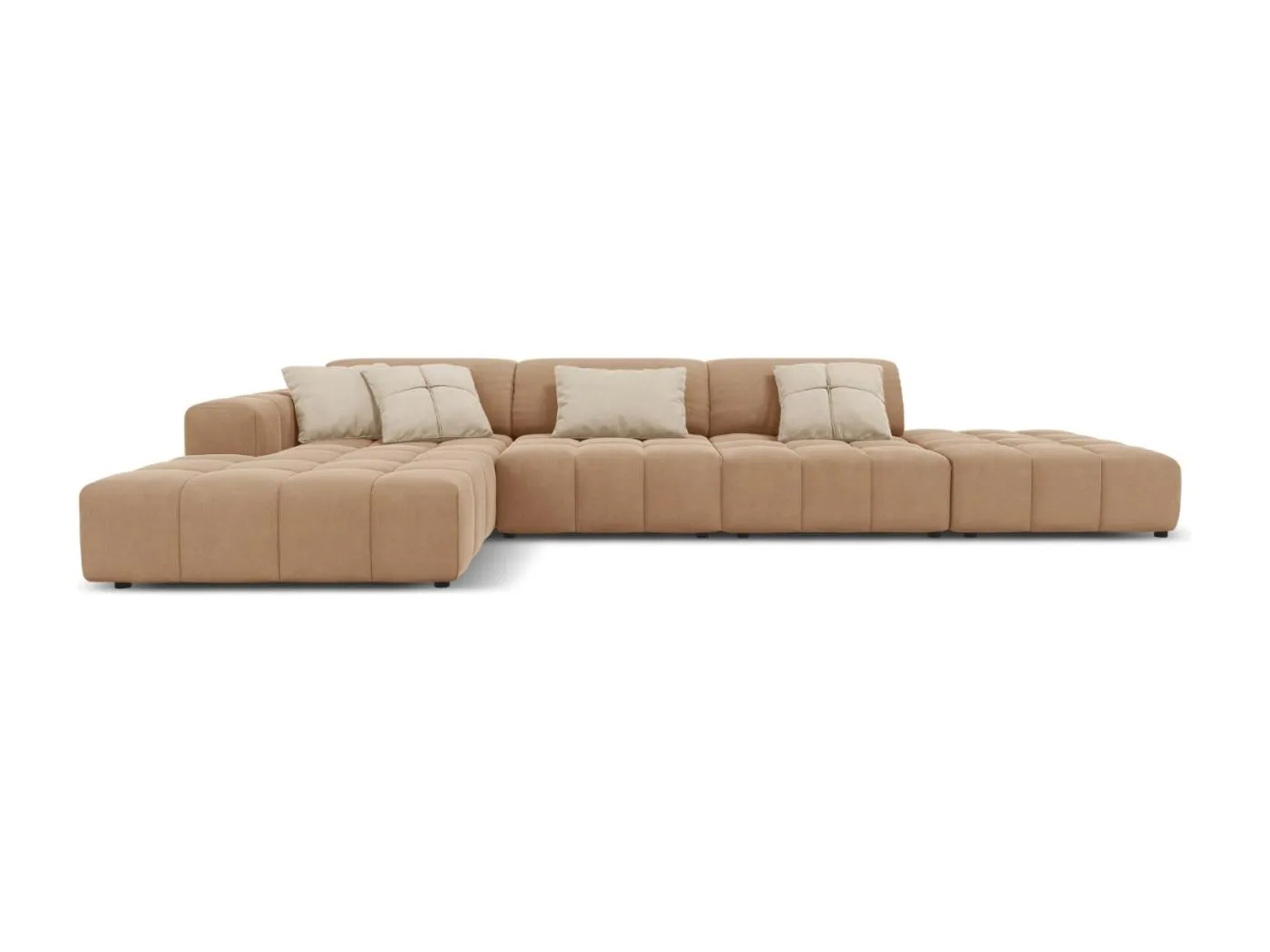 CXL by Christian Lacroix - 5-Sitzer Ecksofa links "Luc" Sitzer aus Samt dunkelbeige - 341x166x70cm
