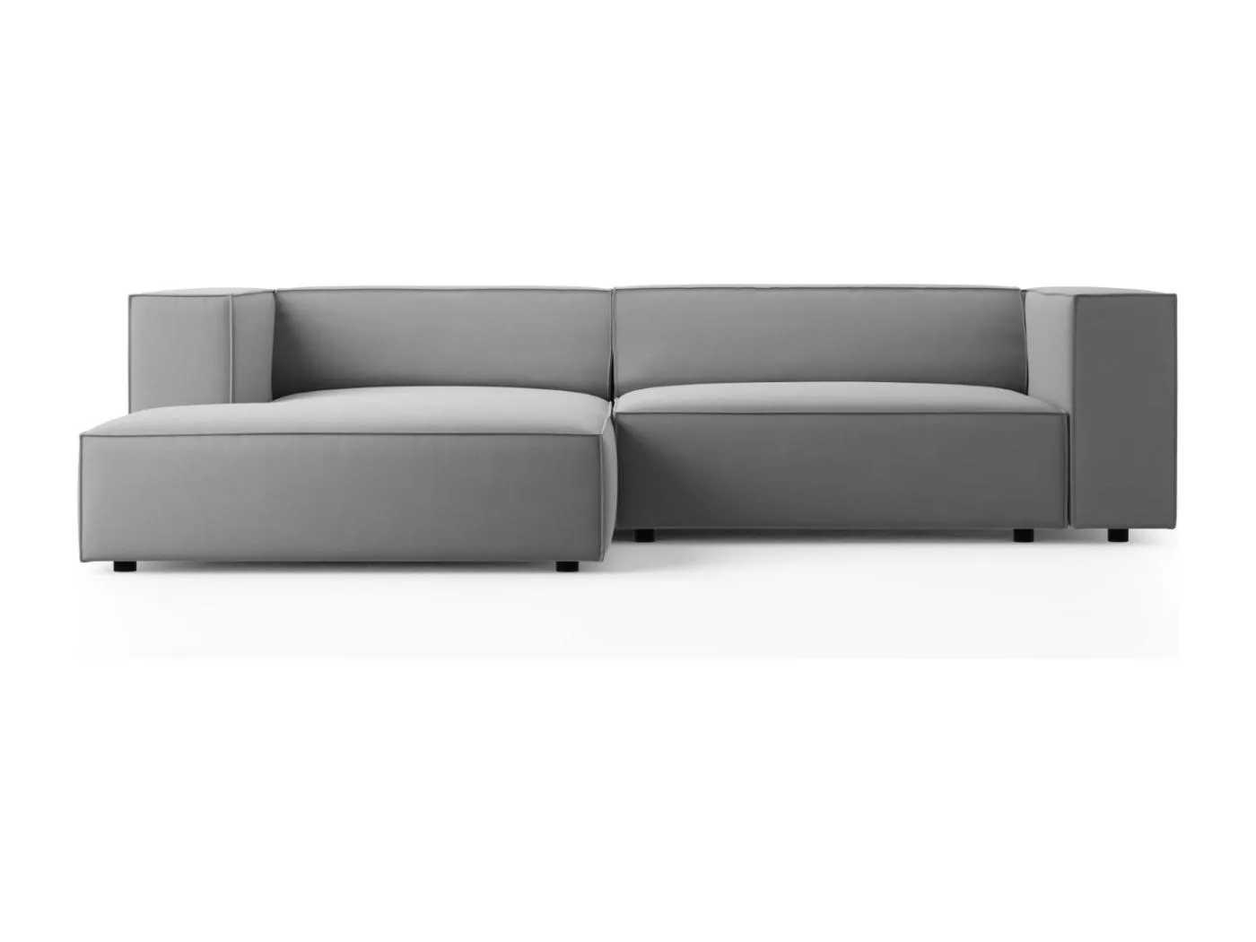 Cosmopolitan Design - 3-Sitzer Ecksofa links "Arendal" aus Samt hellgrau - 224x166x70cm