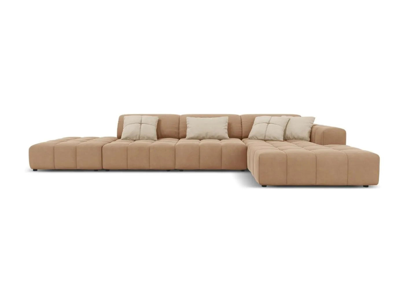 CXL by Christian Lacroix - 5-Sitzer Ecksofa rechts "Luc" Sitzer aus Samt dunkelbeige - 341x166x70cm