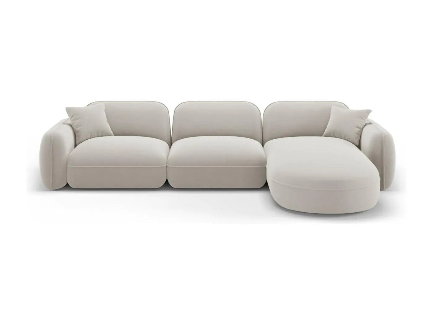 CXL by Christian Lacroix - 4-Sitzer modulares Ecksofa rechts "Lucien" Sitzer aus Samt leichtes beige - 320x165x70cm