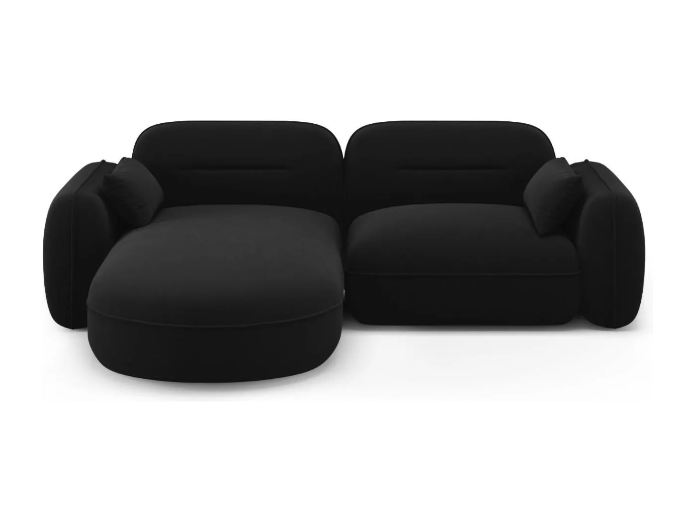 Cosmopolitan Design - 3-Sitzer modulares Ecksofa links "Sydney" aus Samt schwarz - 230x165x70cm