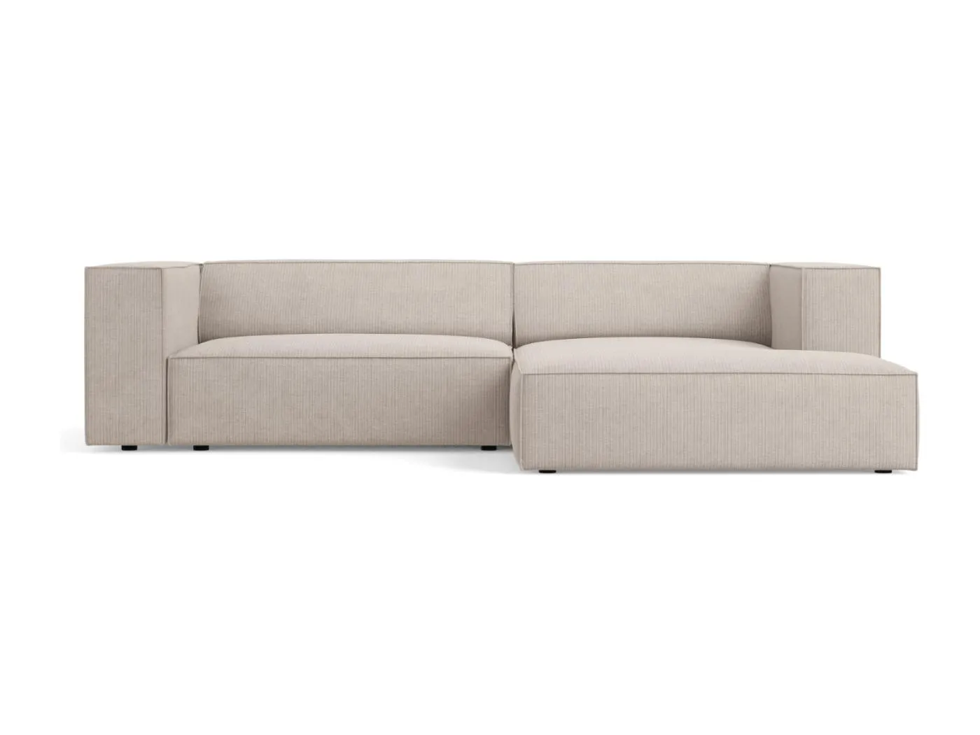 Cosmopolitan Design - 3-Sitzer Ecksofa rechts "Arendal" aus Chenille-Stoff mit Rippeneffekt dunkelbeige - 224x166x70cm