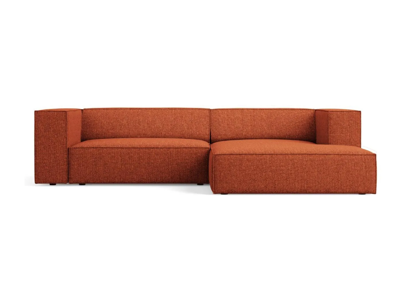 Cosmopolitan Design - 3-Sitzer Ecksofa rechts "Arendal" aus Chenille-Stoff terrakotta - 224x166x70cm