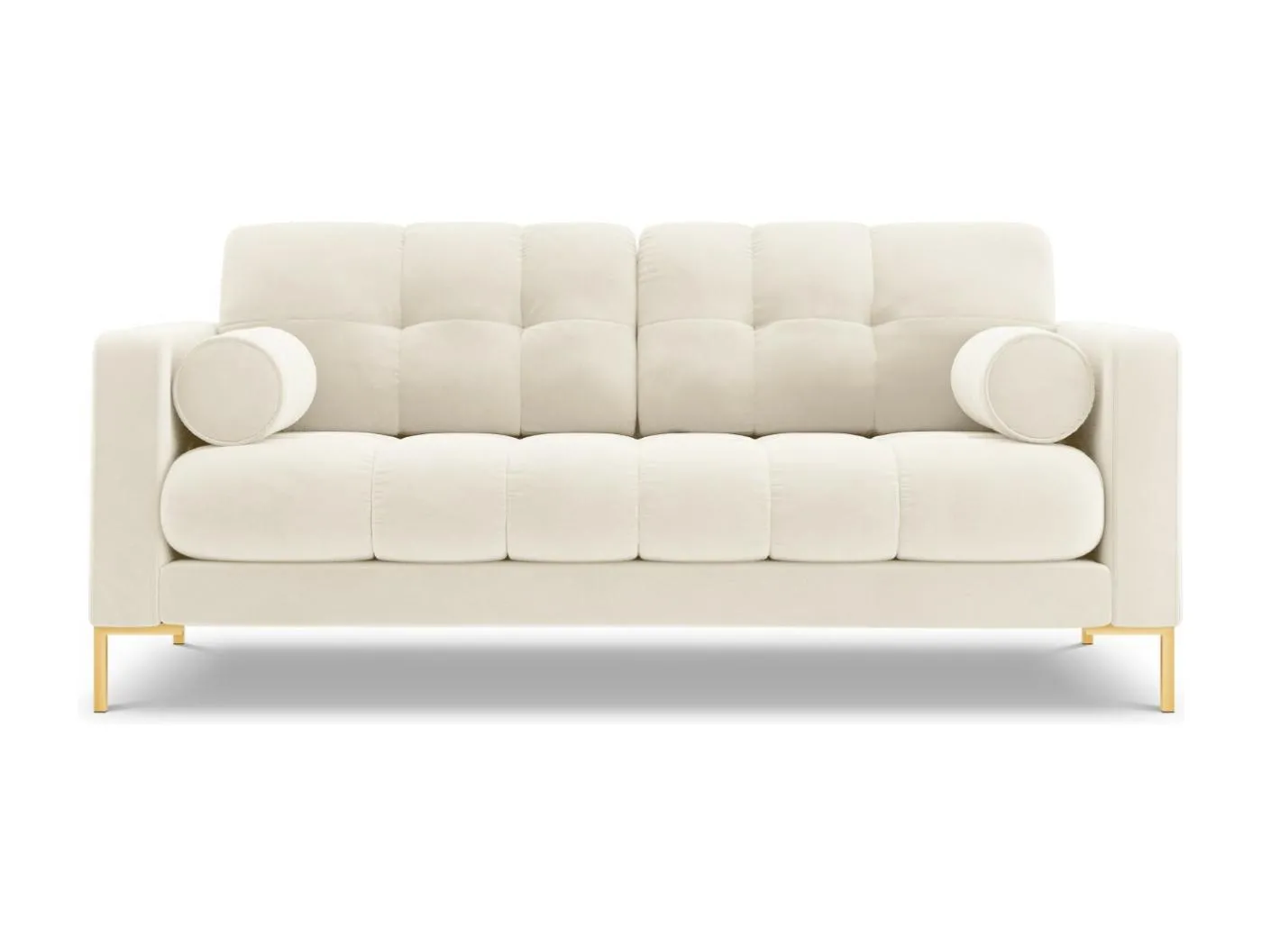 Cosmopolitan Design - 2-Sitzer Sofa "Bali" aus Samt leichtes beige - 152x92x75cm