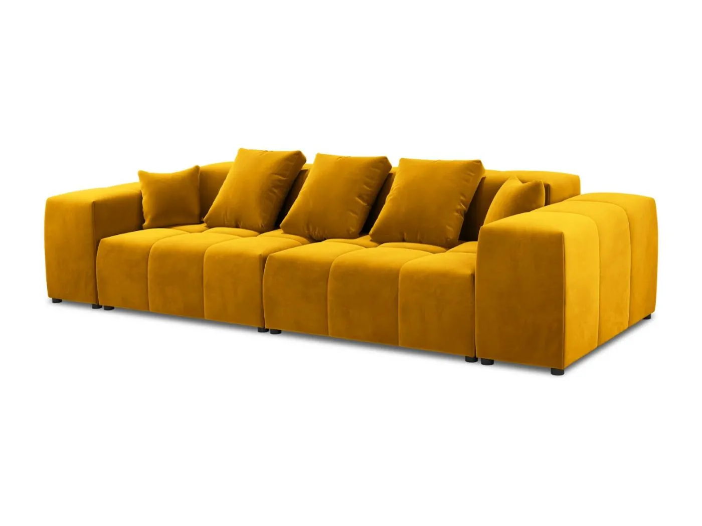 Cosmopolitan Design - 3-Sitzer modulares Sofa "Rome" aus Samt gelb - 320x120x75cm
