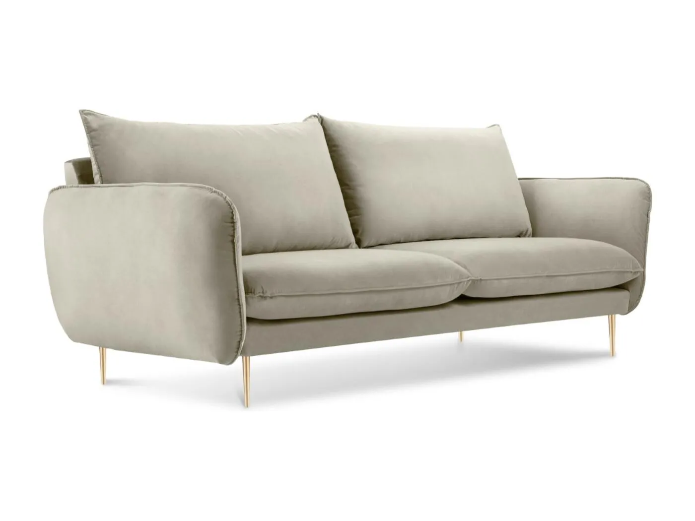 Cosmopolitan Design - 2-Sitzer Sofa "Vienna" aus Samt beige - 160x92x95cm