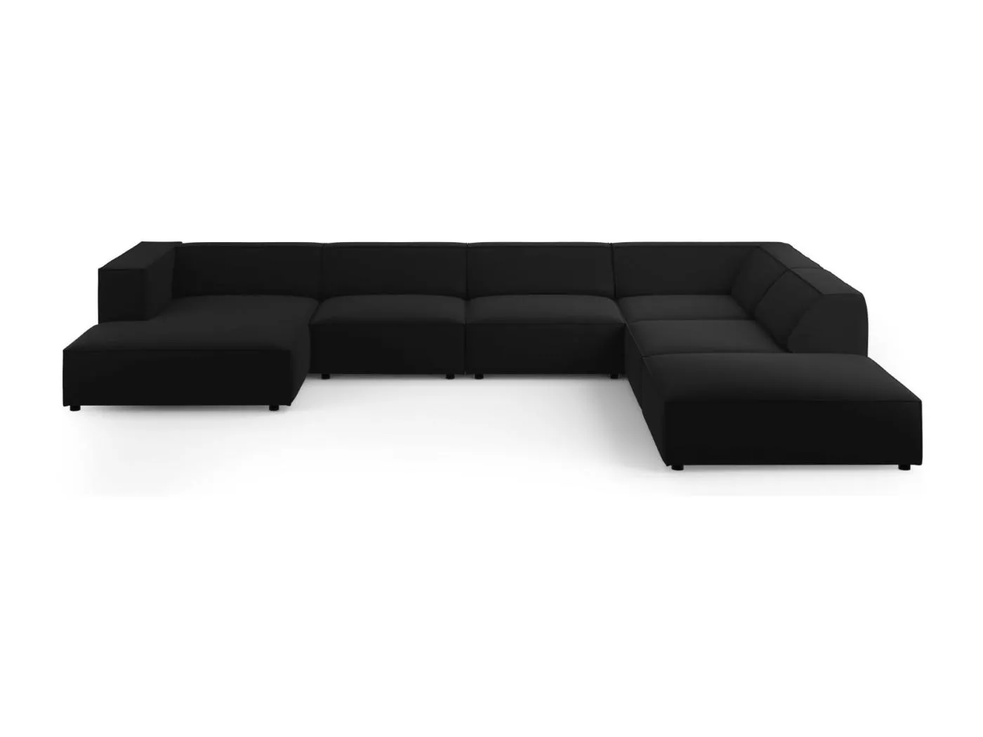 Cosmopolitan Design - 7-Sitzer Panoramasofa rechts "Arendal" aus Samt schwarz - 364x262x70cm