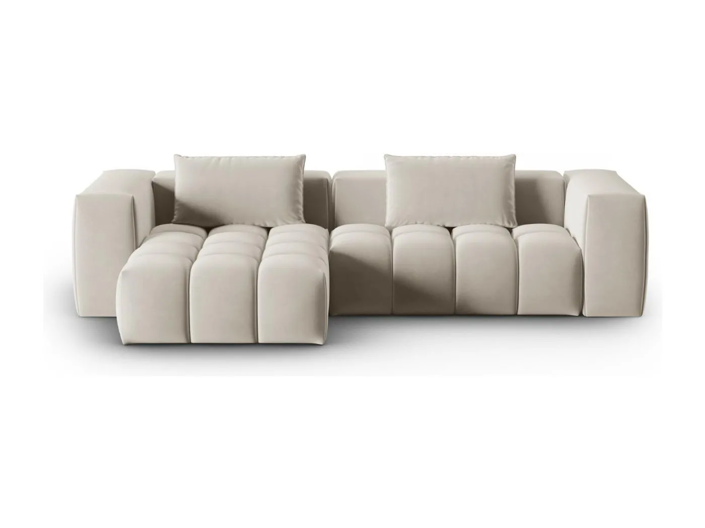CXL by Christian Lacroix - 3-Sitzer modulares Ecksofa links "Lorella" Sitzer aus Samt Ecru - 260x145x70cm