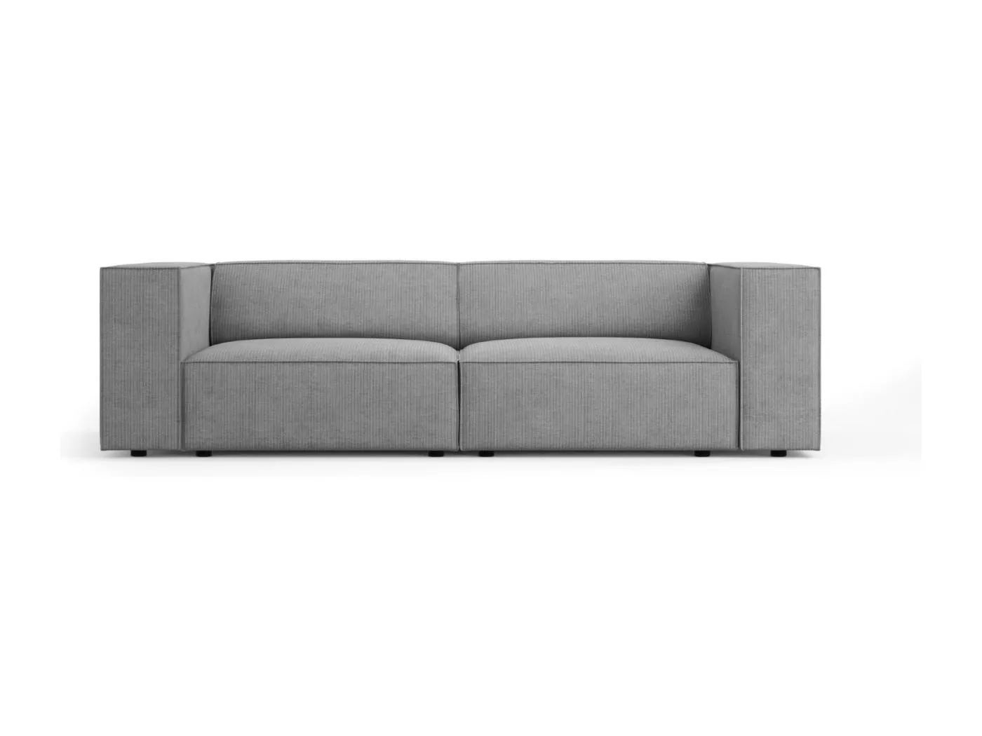 Cosmopolitan Design - 3-Sitzer Sofa "Arendal" aus Chenille-Stoff mit Rippeneffekt dunkelgrau - 204x102x70cm