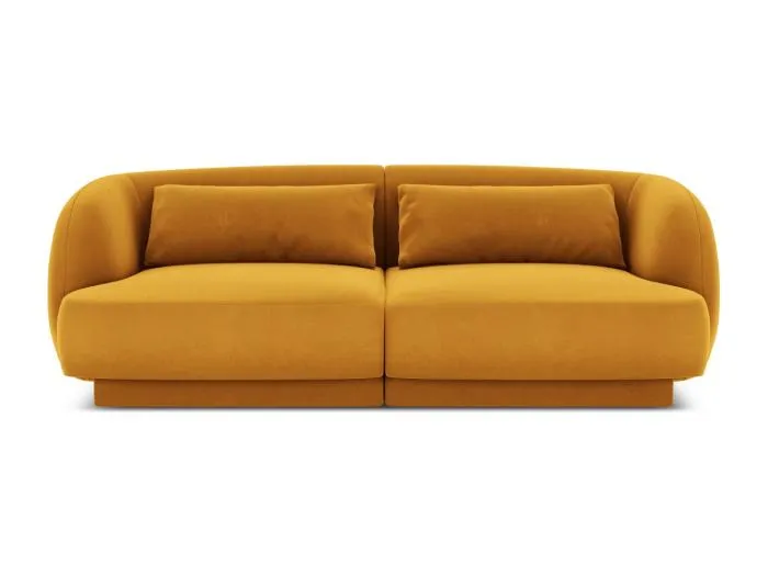 Cosmopolitan Design - 2-Sitzer Sofa "Tulum" aus Samt gelb - 180x90x70cm