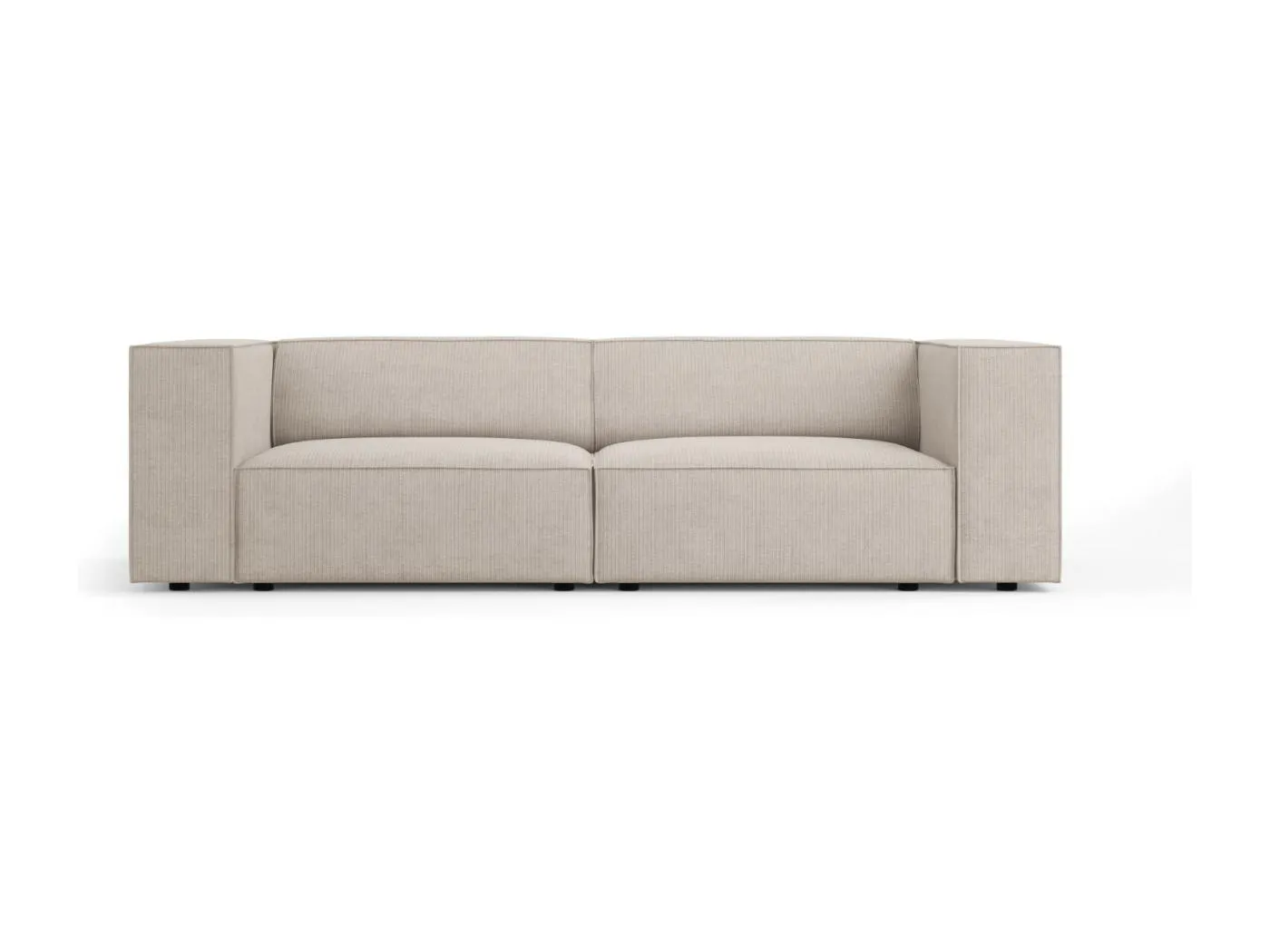 Cosmopolitan Design - 3-Sitzer Sofa "Arendal" aus Chenille-Stoff mit Rippeneffekt dunkelbeige - 204x102x70cm