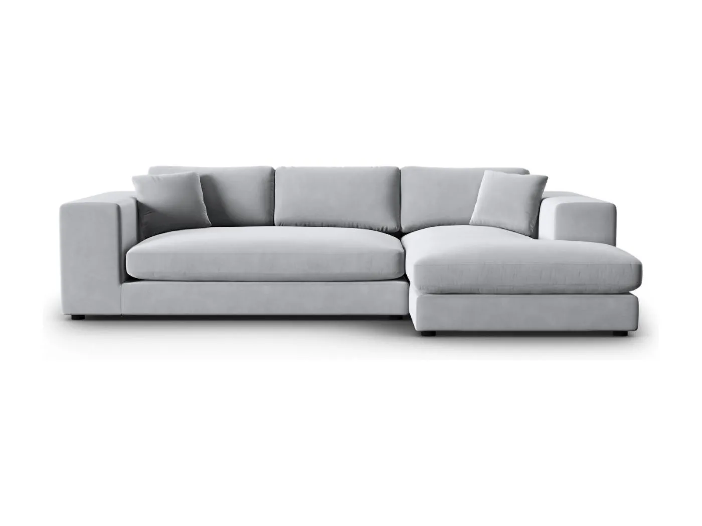 CXL by Christian Lacroix - 5-Sitzer Ecksofa rechts "Tendance" Sitzer aus Samt hellgrau - 282x174x72cm