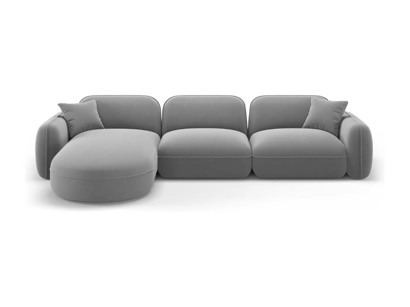 CXL by Christian Lacroix - 4-Sitzer modulares Ecksofa links "Lucien" Sitzer aus Samt hellgrau - 320x165x70cm