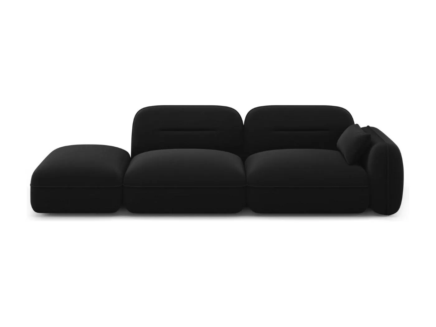 Cosmopolitan Design - 3-Sitzer modulares Sofa links "Sydney" aus Samt schwarz - 295x90x70cm