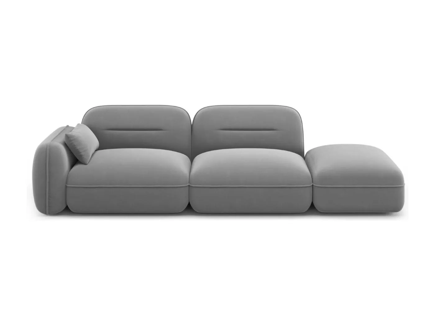 Cosmopolitan Design - 3-Sitzer modulares Sofa rechts "Sydney" aus Samt hellgrau - 295x90x70cm