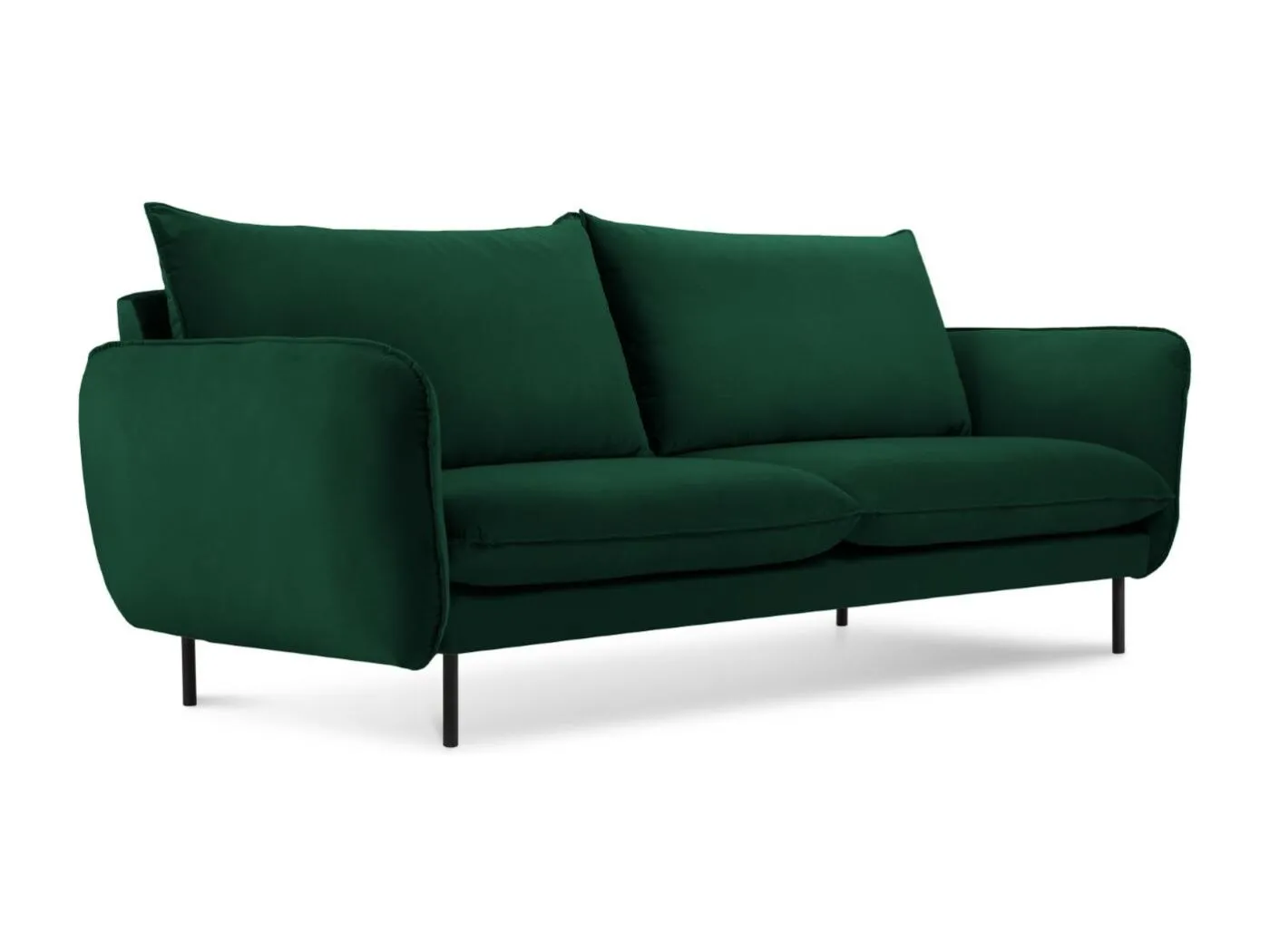 Cosmopolitan Design - 2-Sitzer Sofa "Vienna" aus Samt flaschengrün - 160x92x95cm