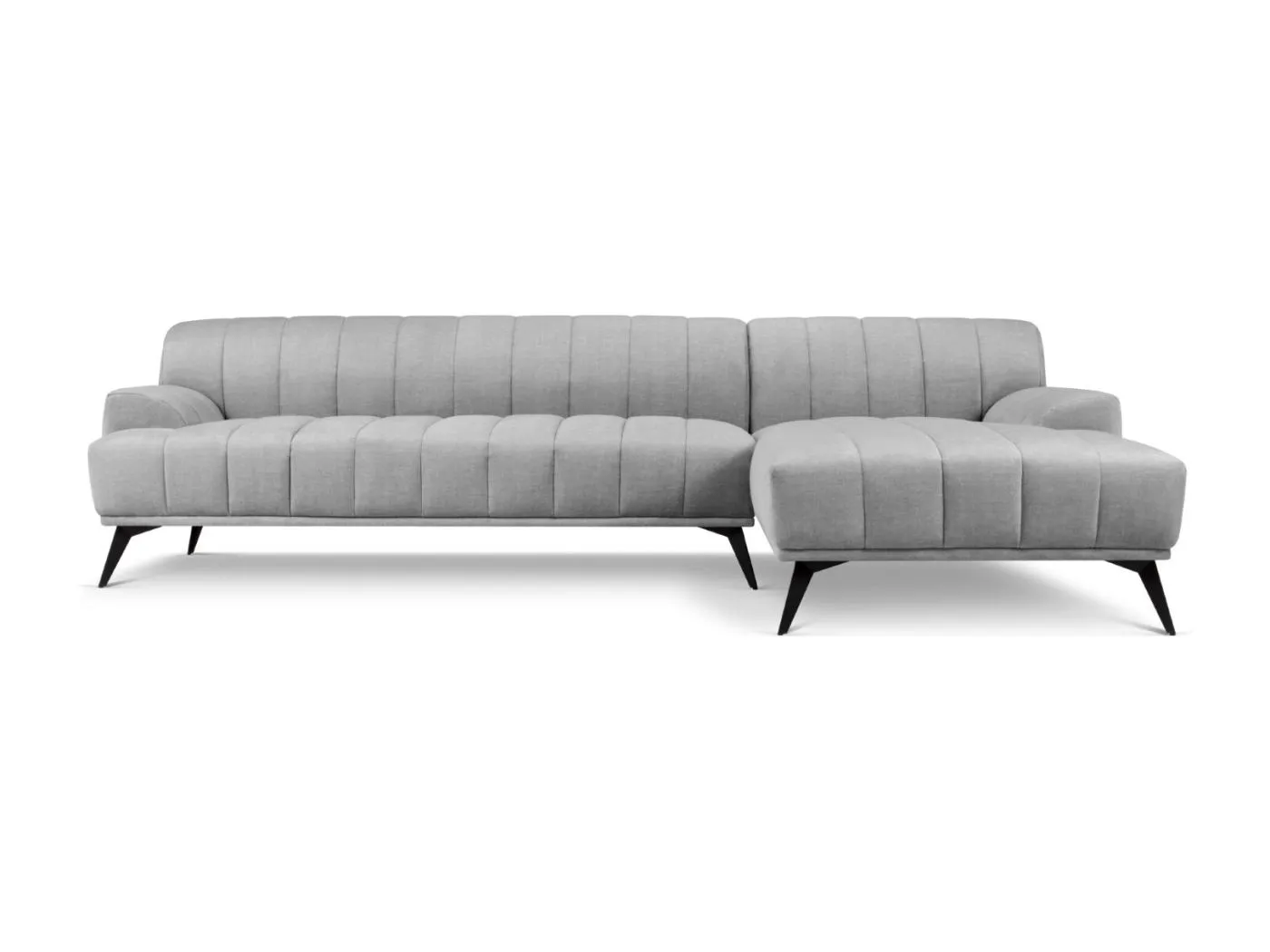 CXL by Christian Lacroix - 5-Sitzer Ecksofa rechts "Rita" Sitzer aus Samt hellgrau - 289x185x77cm