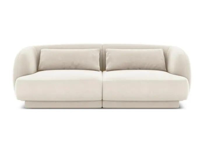 Cosmopolitan Design - 2-Sitzer Sofa "Tulum" aus Samt leichtes beige - 180x90x70cm