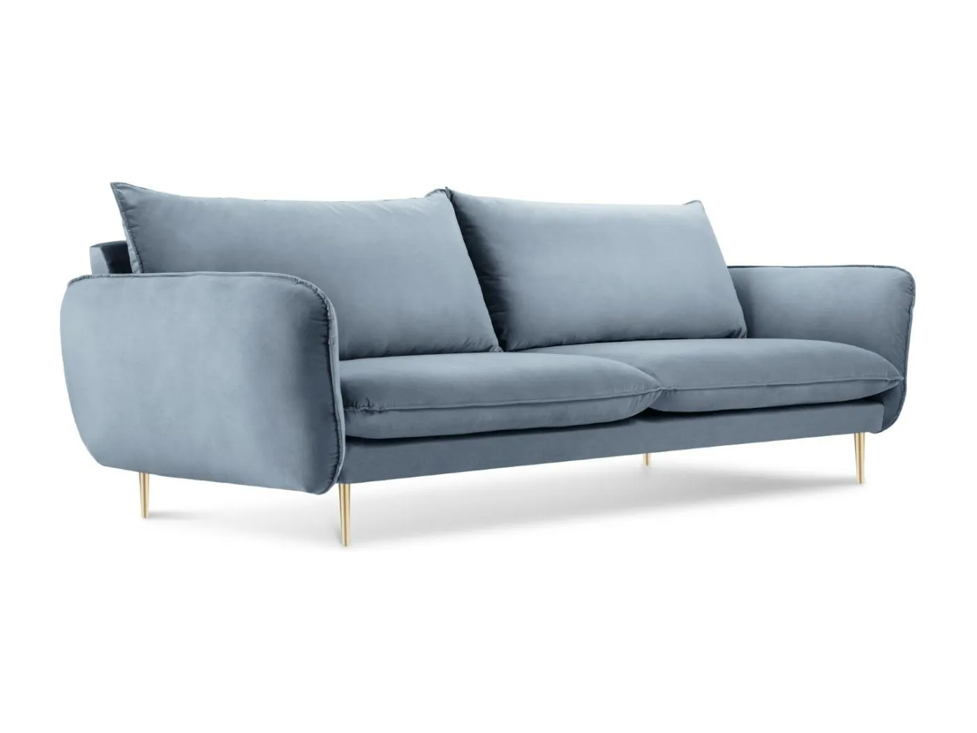 Cosmopolitan Design - 3-Sitzer Sofa "Vienna" aus Samt blau - 200x92x95cm
