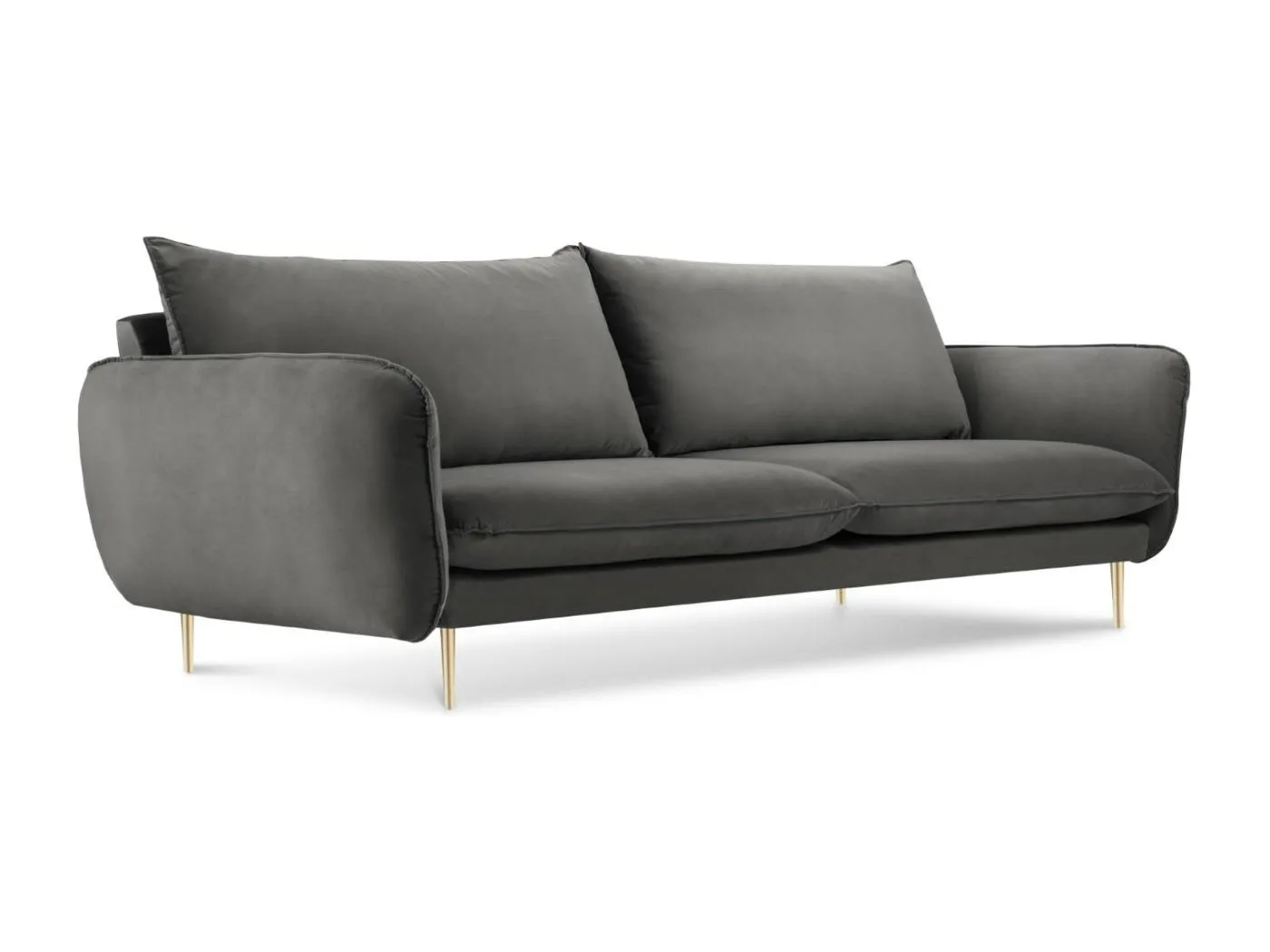 Cosmopolitan Design - 3-Sitzer Sofa "Vienna" aus Samt grau - 200x92x95cm