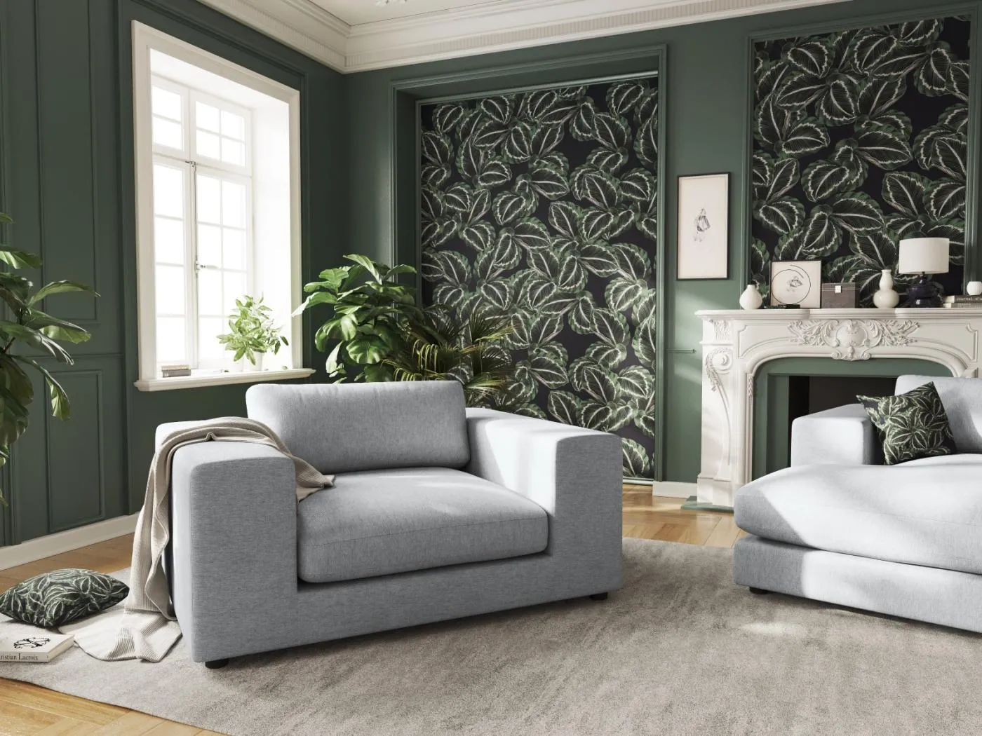 CXL by Christian Lacroix - 1,5-Sitzer Sofa "Tendance" Sitzer aus strukturiertem Stoff hellgrau - 156x122x72cm