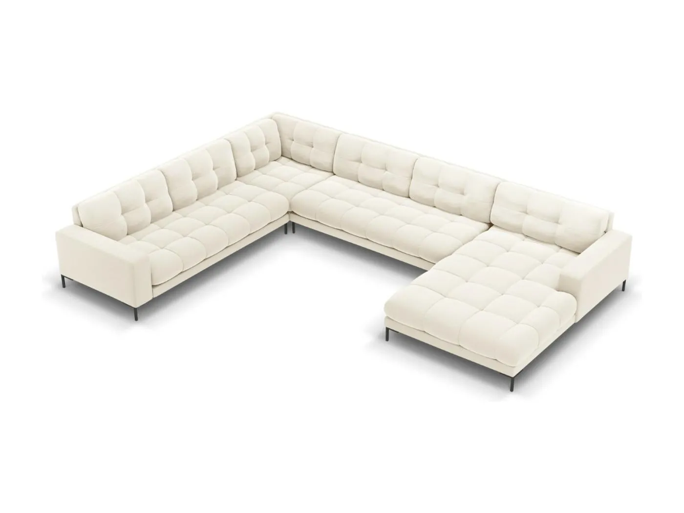 Cosmopolitan Design - 7-Sitzer Panoramasofa links "Bali" aus Samt leichtes beige - 327x256x75cm