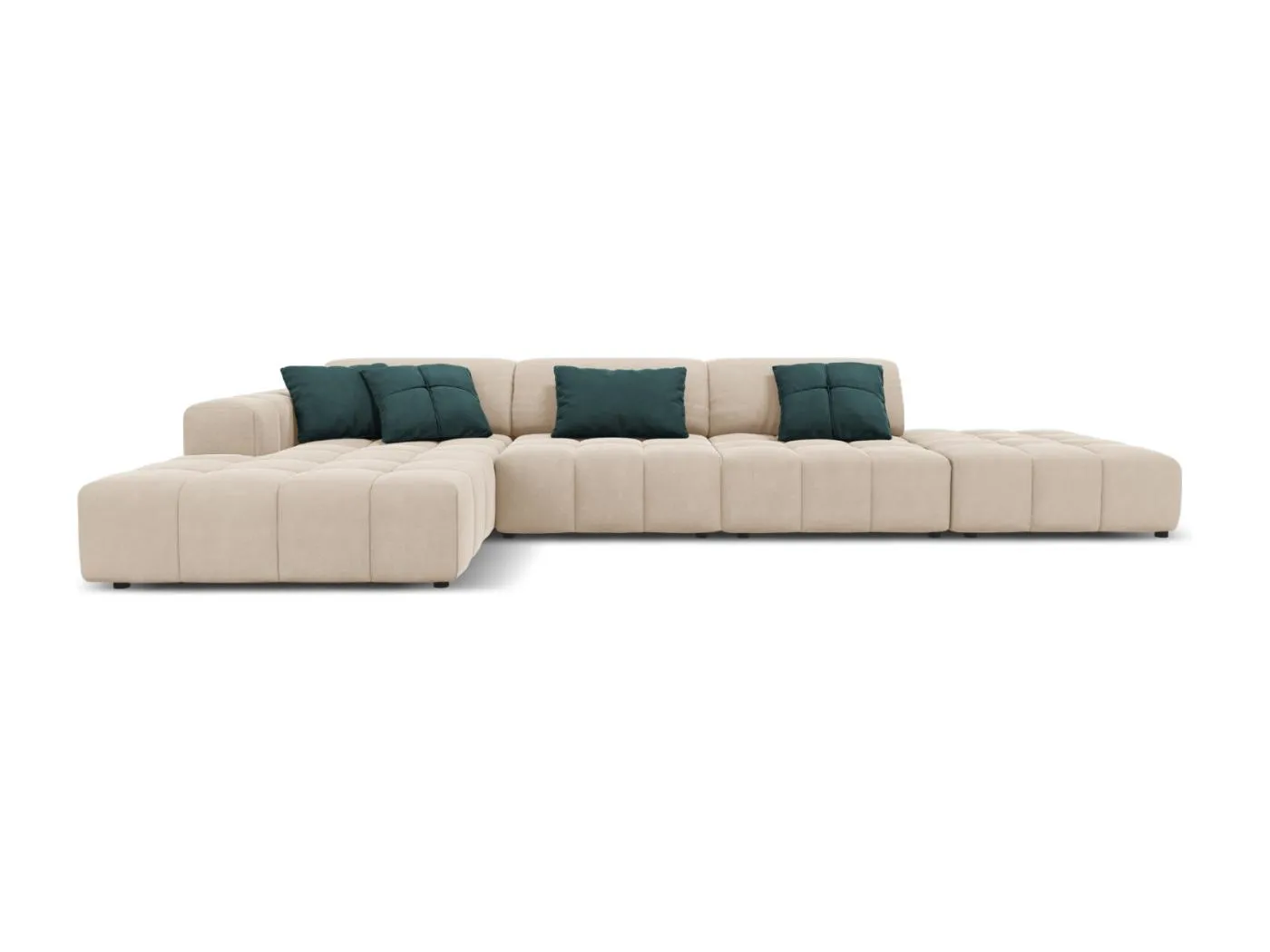 CXL by Christian Lacroix - 5-Sitzer Ecksofa links "Luc" Sitzer aus Samt leichtes beige - 341x166x70cm