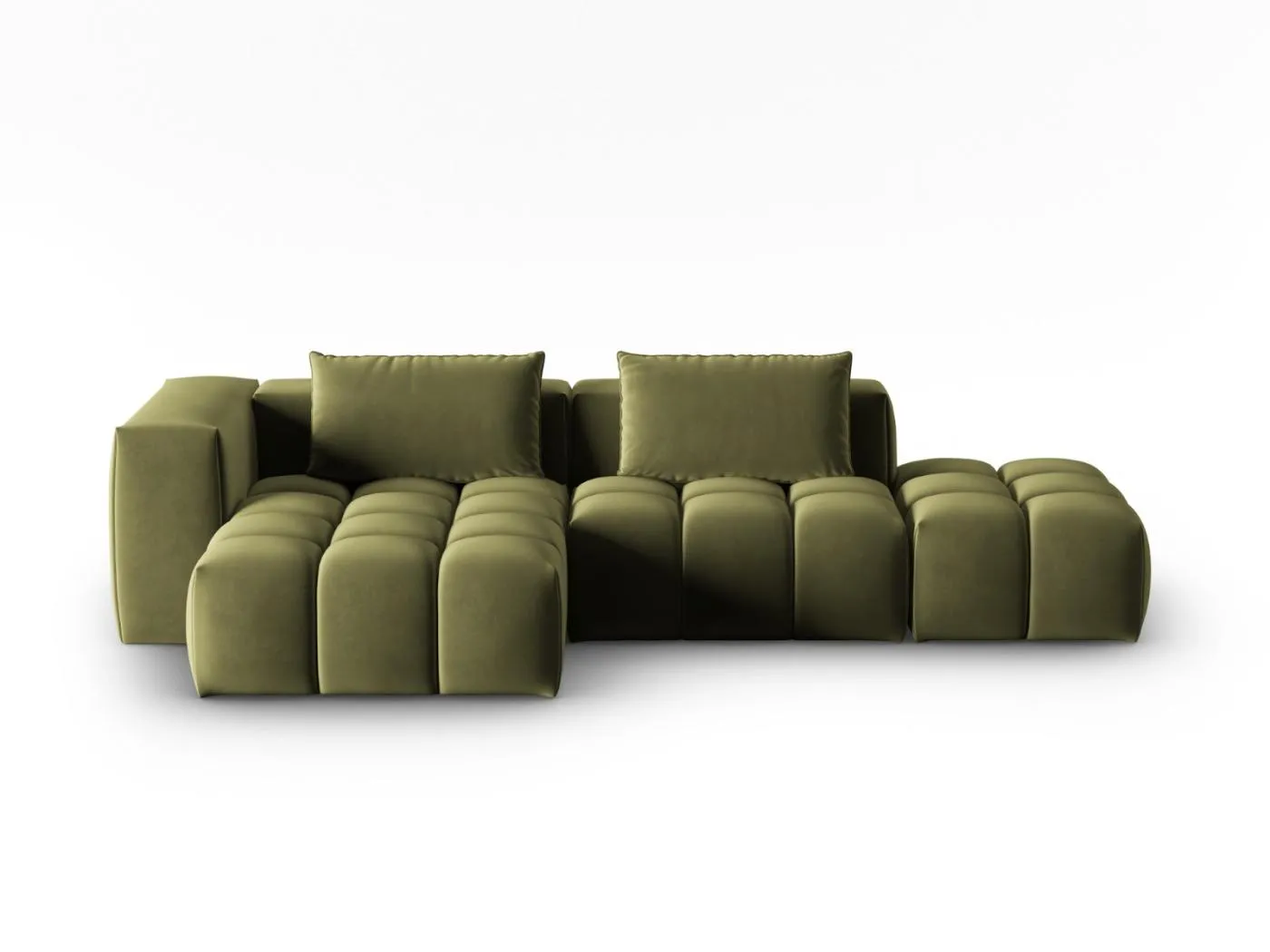 CXL by Christian Lacroix - 4-Sitzer modulares Ecksofa links "Lorella" Sitzer aus Samt hellgrün - 265x145x70cm