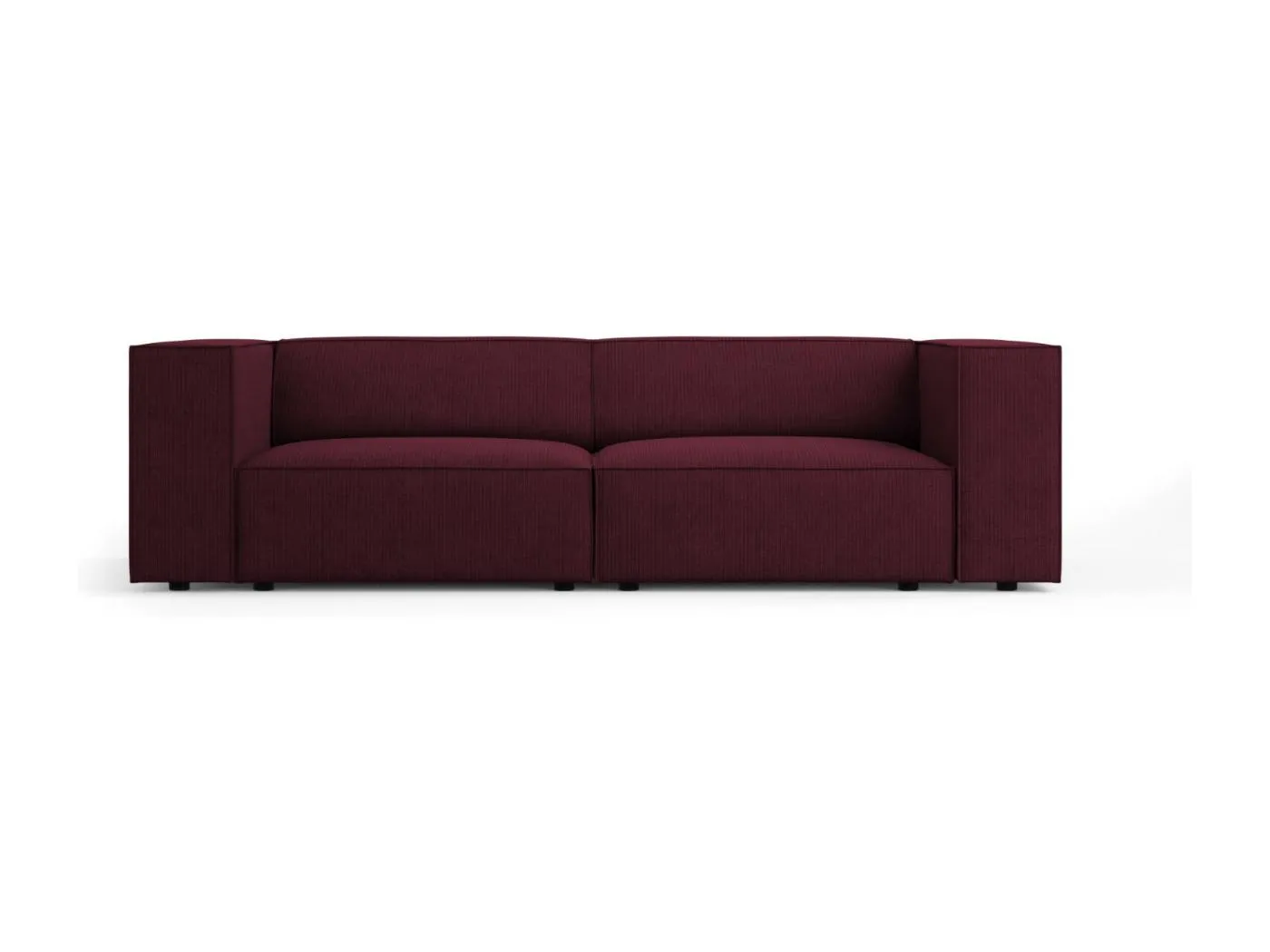 Cosmopolitan Design - 3-Sitzer Sofa "Arendal" aus Chenille-Stoff mit Rippeneffekt rubin - 204x102x70cm